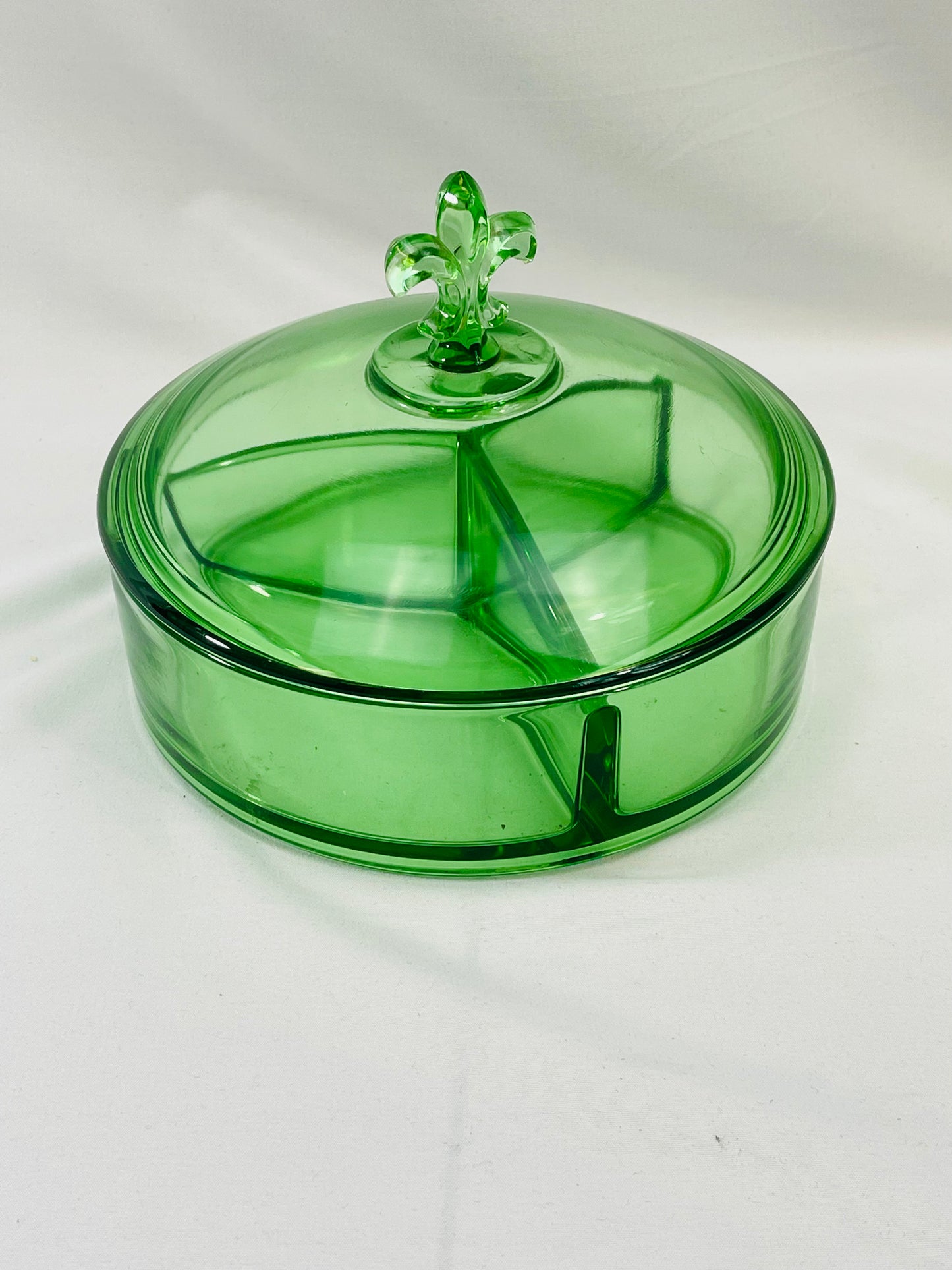 Uranium Glass Covered Candy Dish