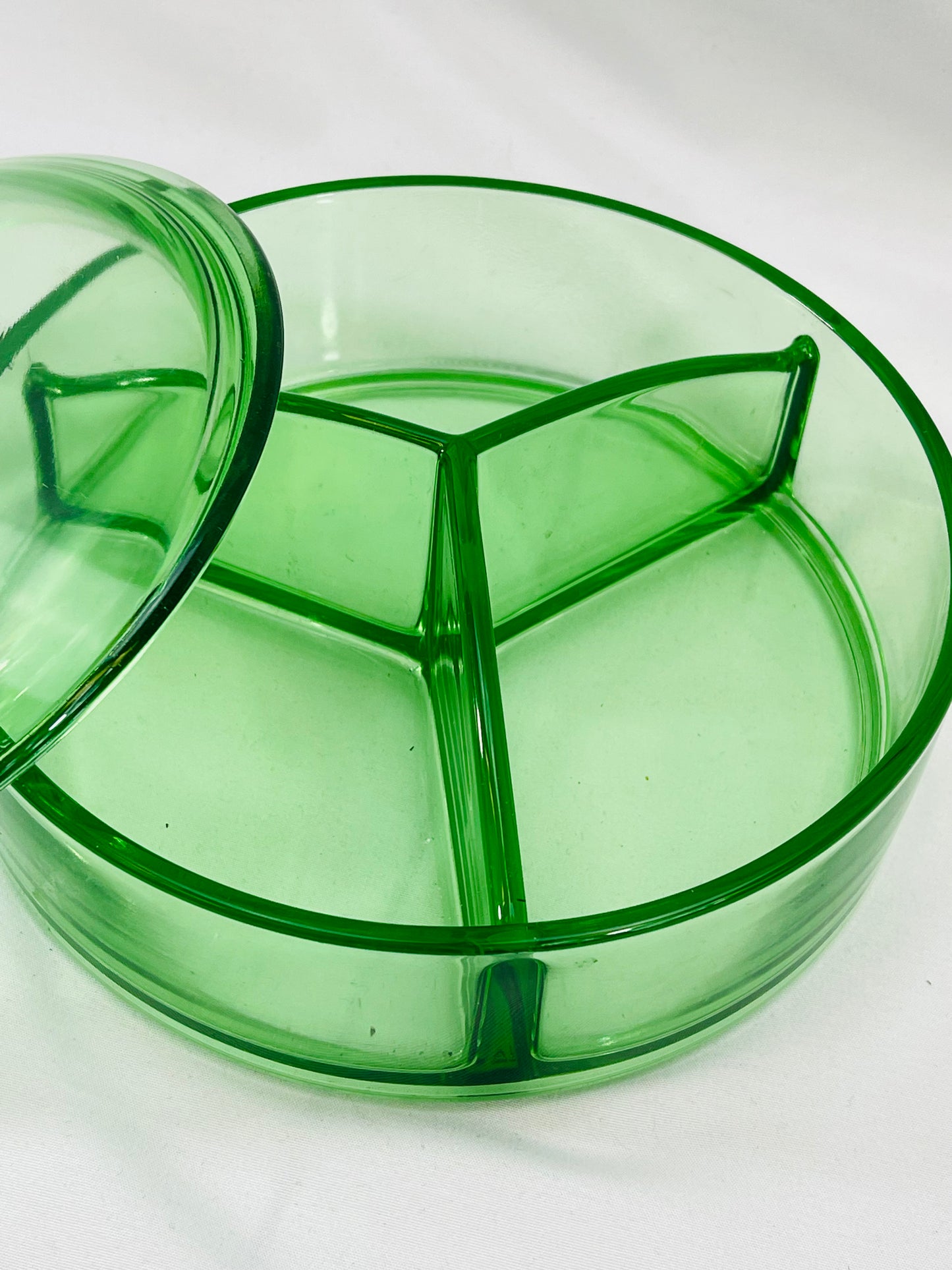 Uranium Glass Covered Candy Dish