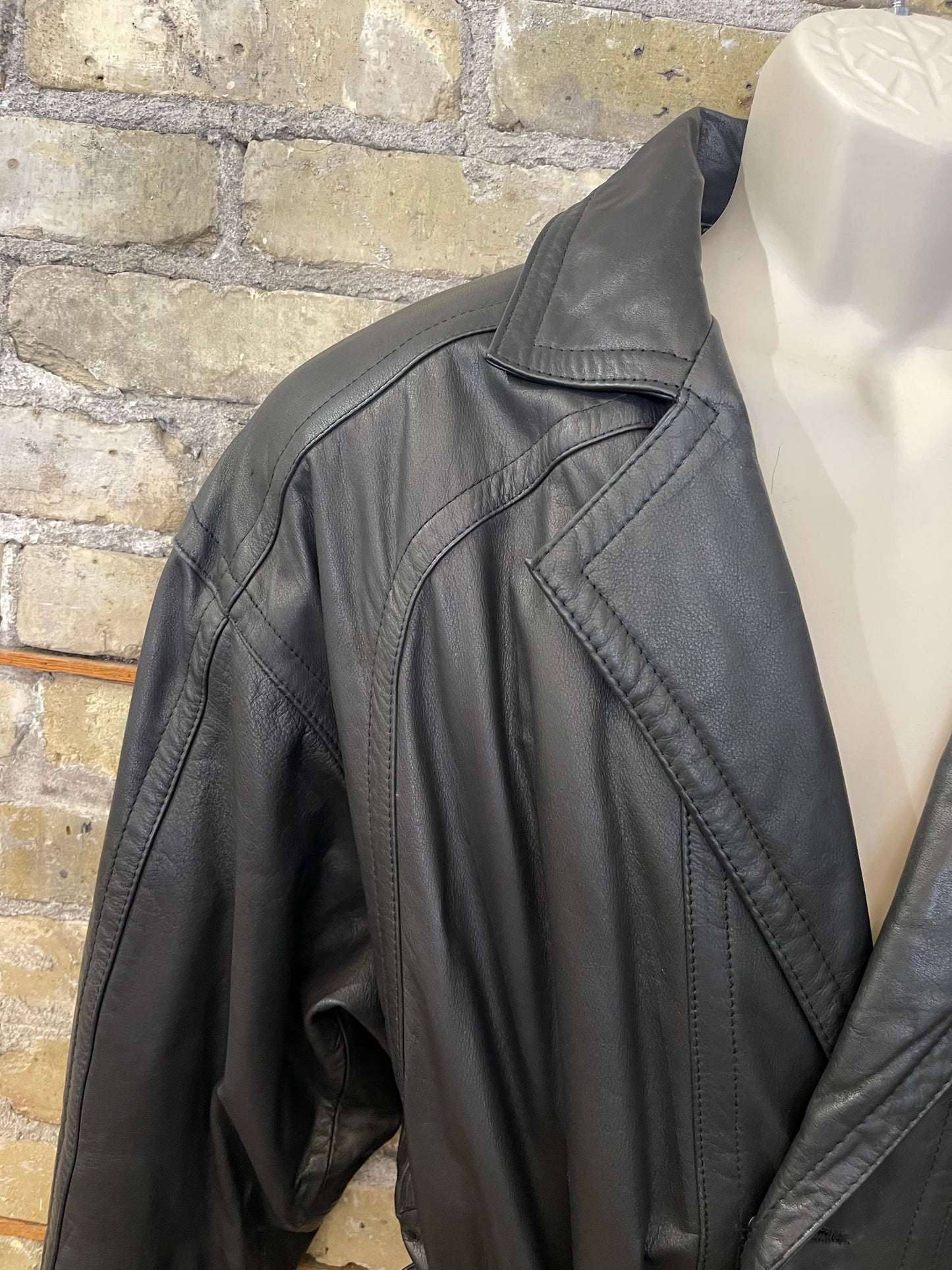 80s Leather Trench Coat
