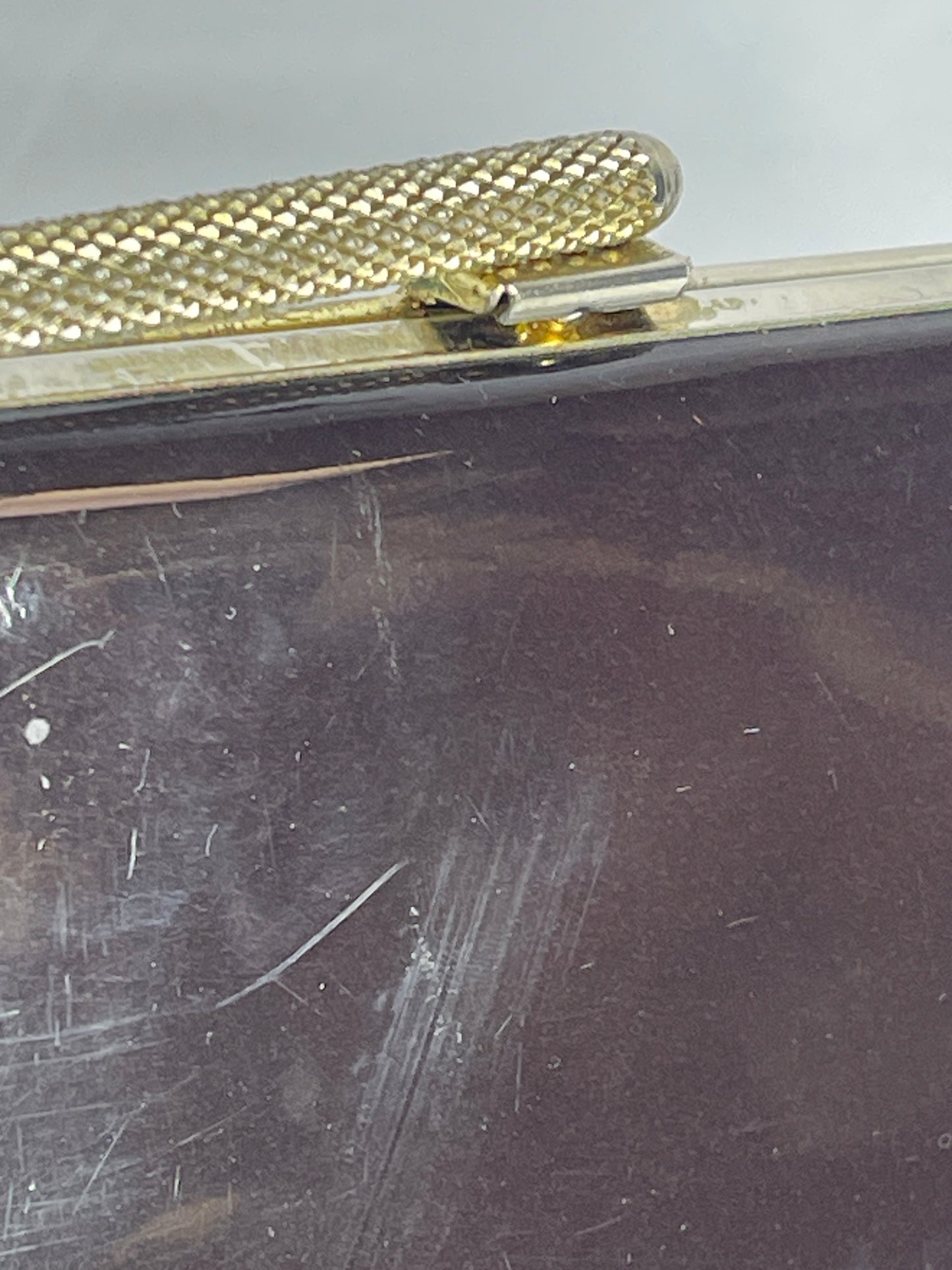 Brown Patent Leather Clutch
