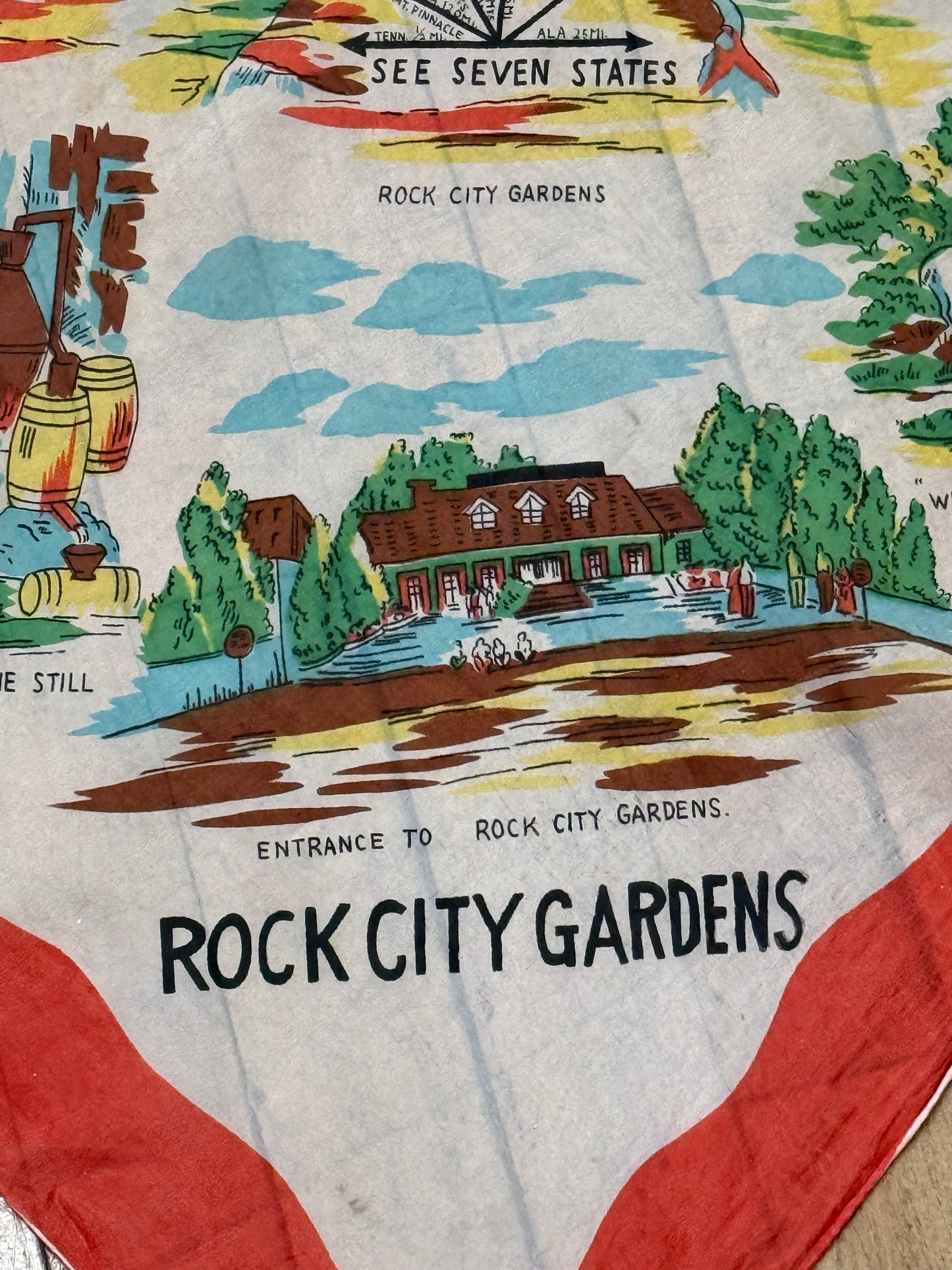 50s Rock City Gardens souvenir scarf