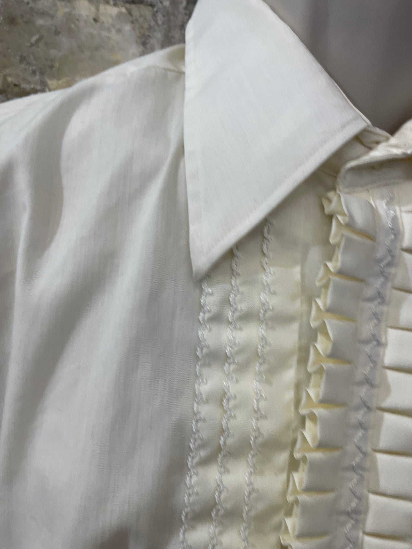 Pale Yellow Ruffle Tuxedo Shirt