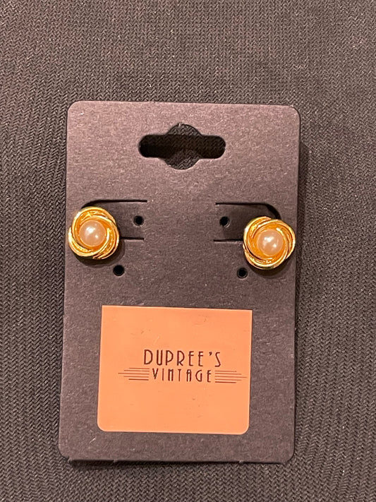 Gold & Pearl Clip Earrings