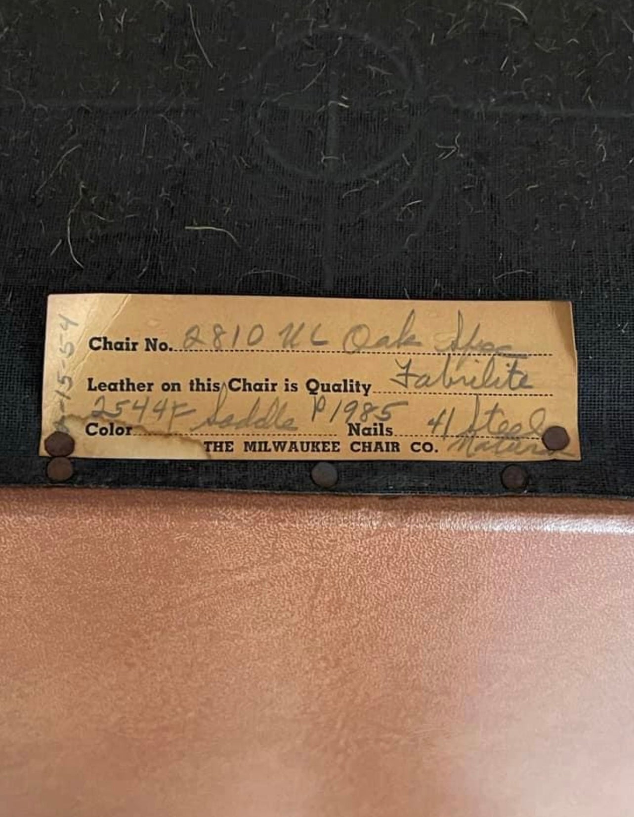 The Milwaukee Chair Company Brown Vinyl & Wood Chair