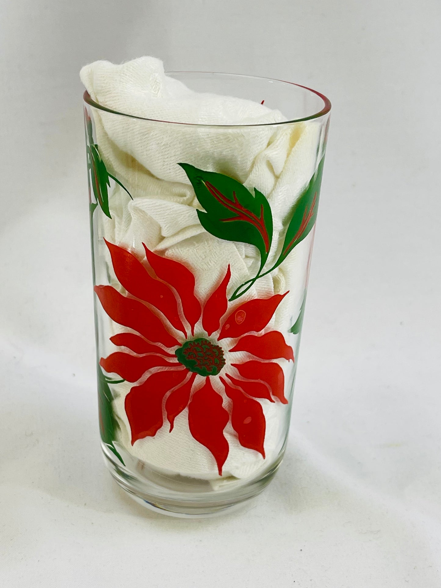 Hazel Atlas Poinsettia Highball Glasses Set of 4