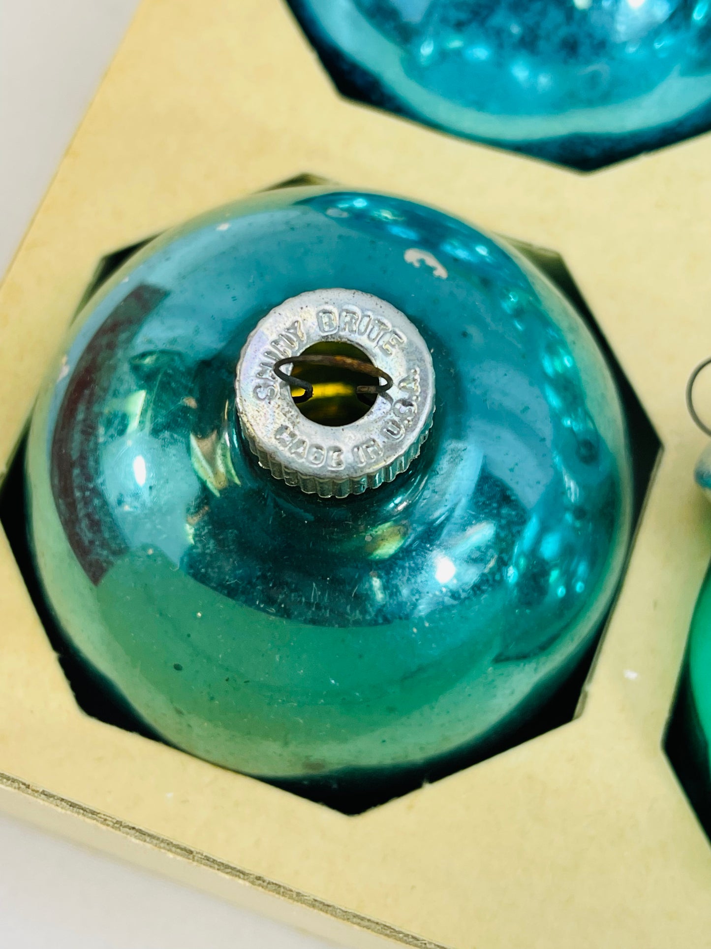 Teal Blue Shiny Brite Ornaments