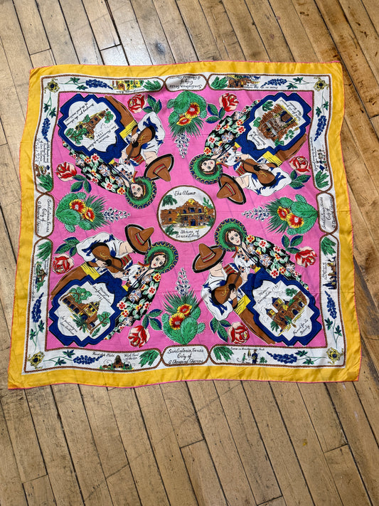 50s Texas Alamo souvenir scarf