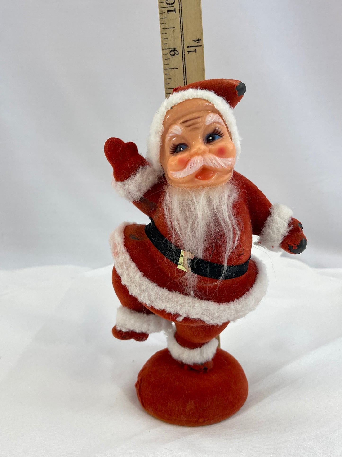 Vintage Flocked Dancing Santa
