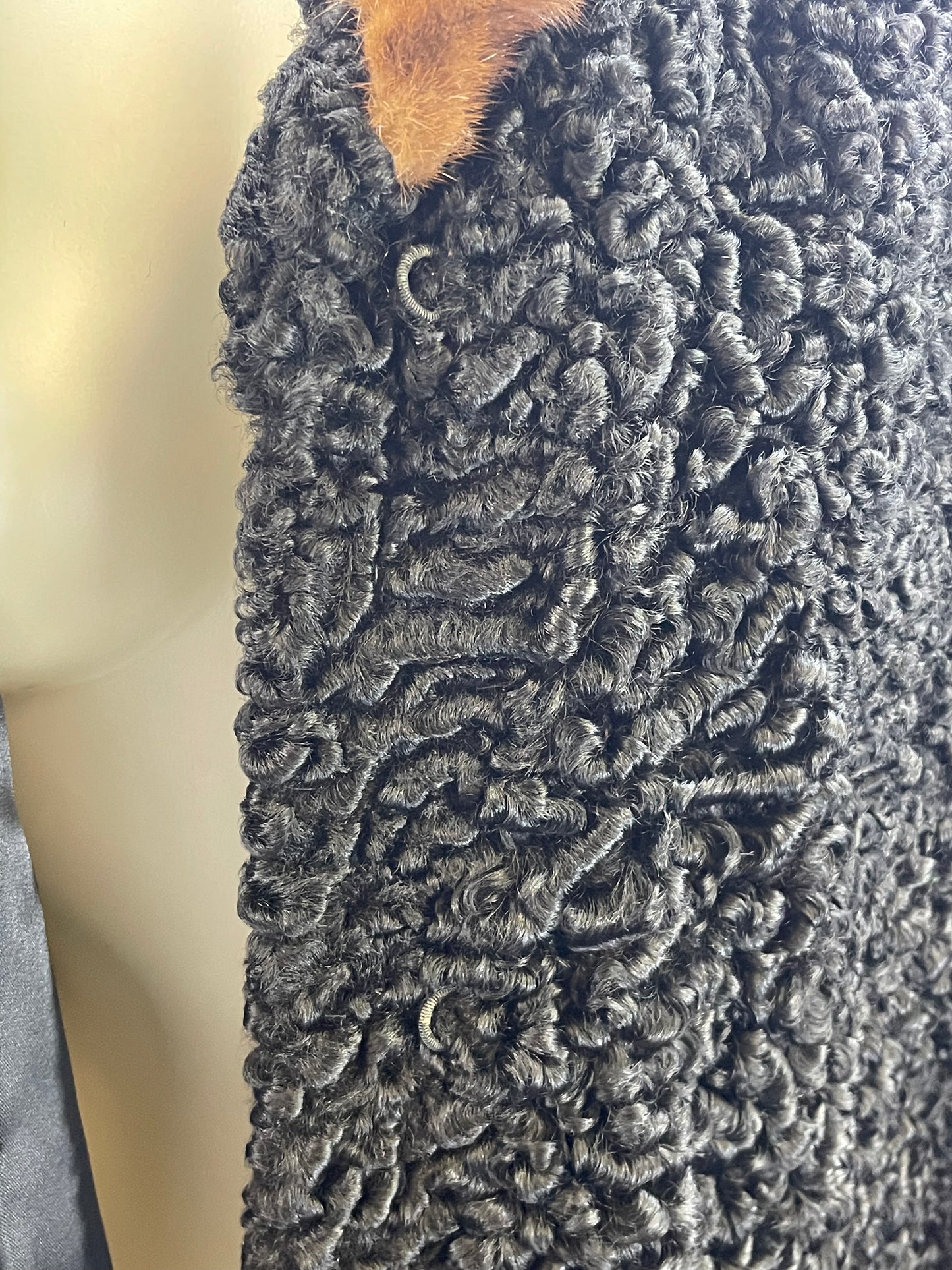 Short Persian Lamb Coat with Mink Collar