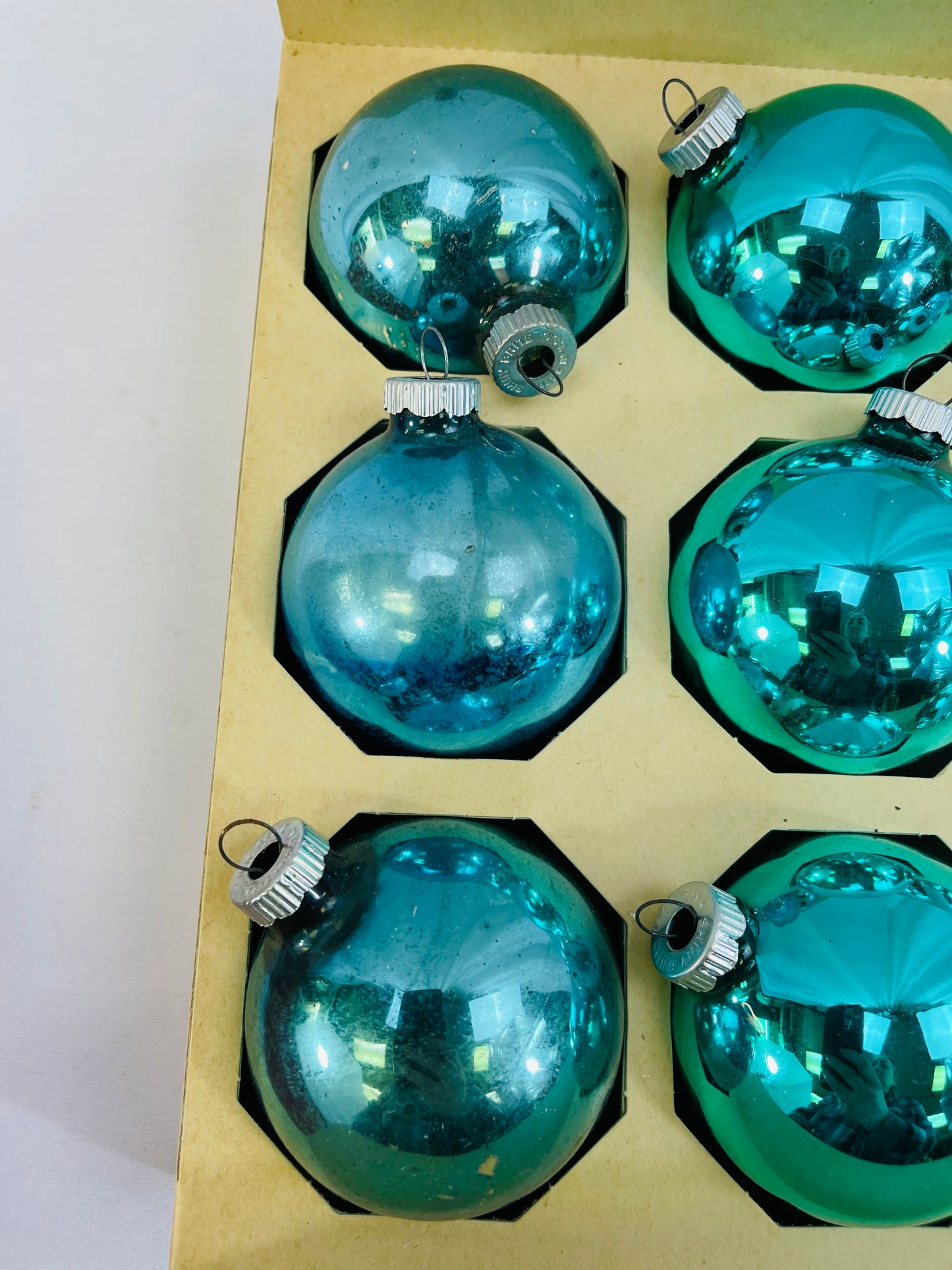 Teal Blue Shiny Brite Ornaments