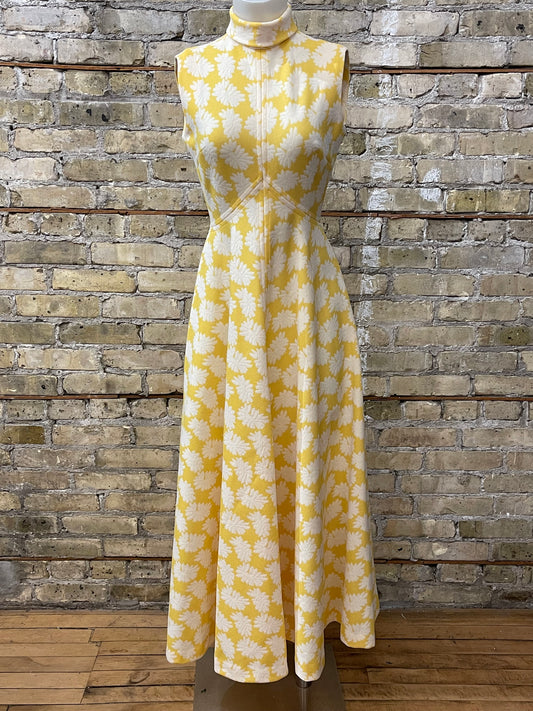 70s Yellow Floor Length Dress
