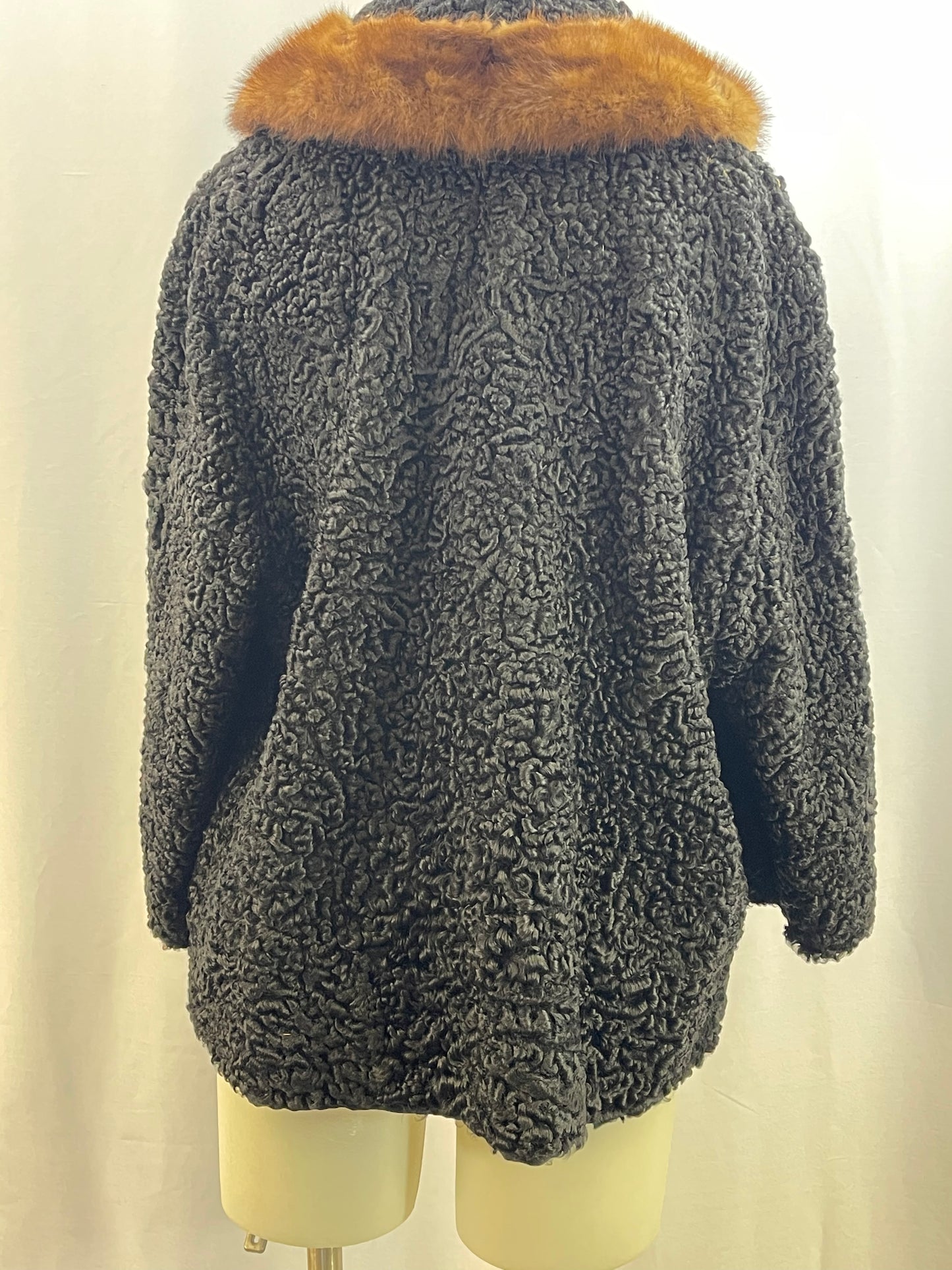 Short Persian Lamb Coat with Mink Collar