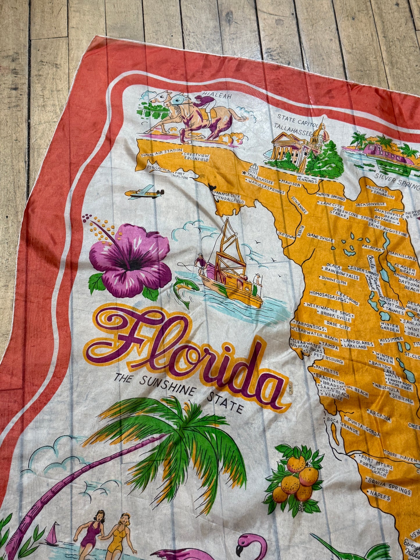 50s Florida souvenir scarf