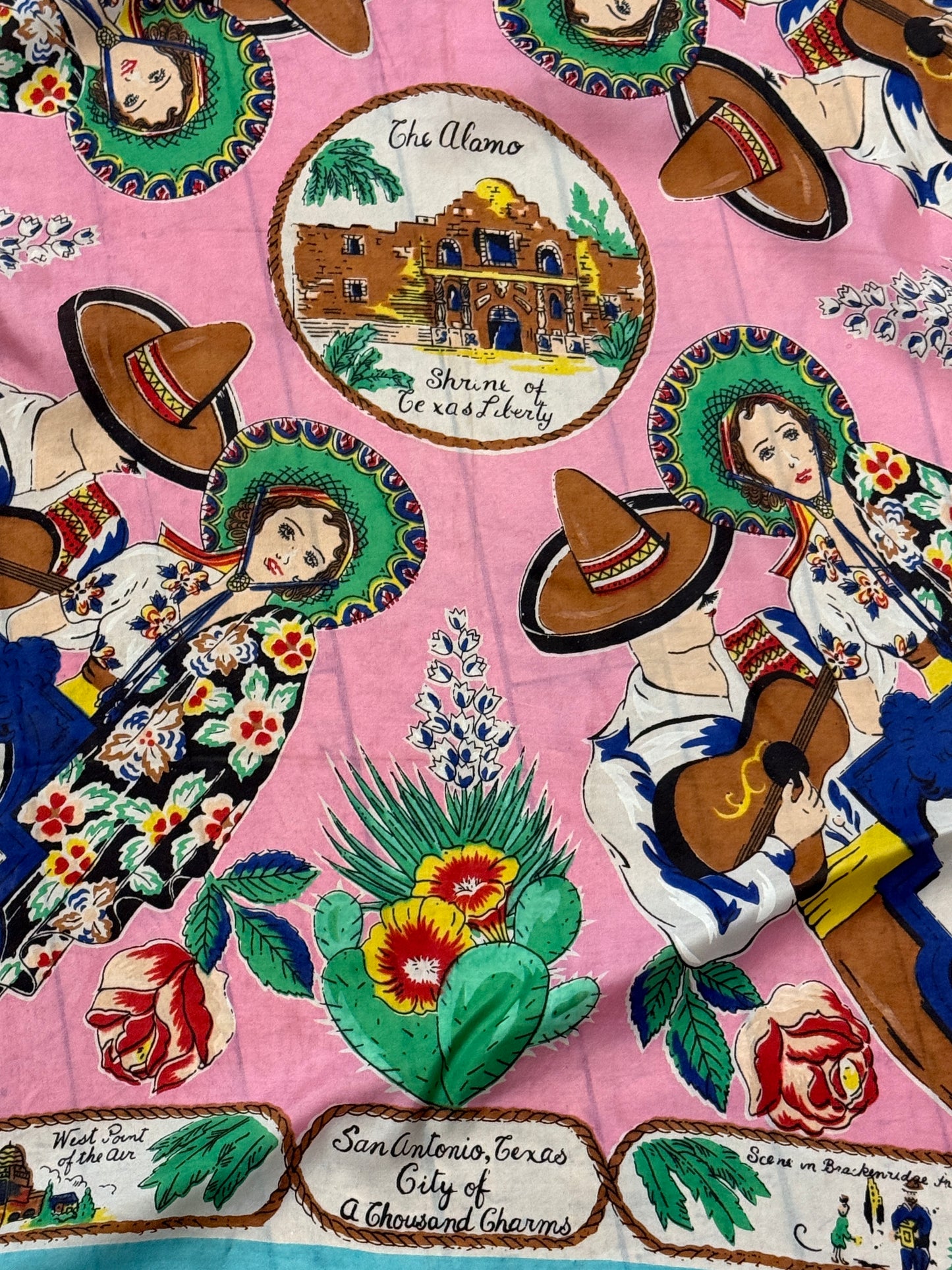 50s Texas Alamo souvenir scarf