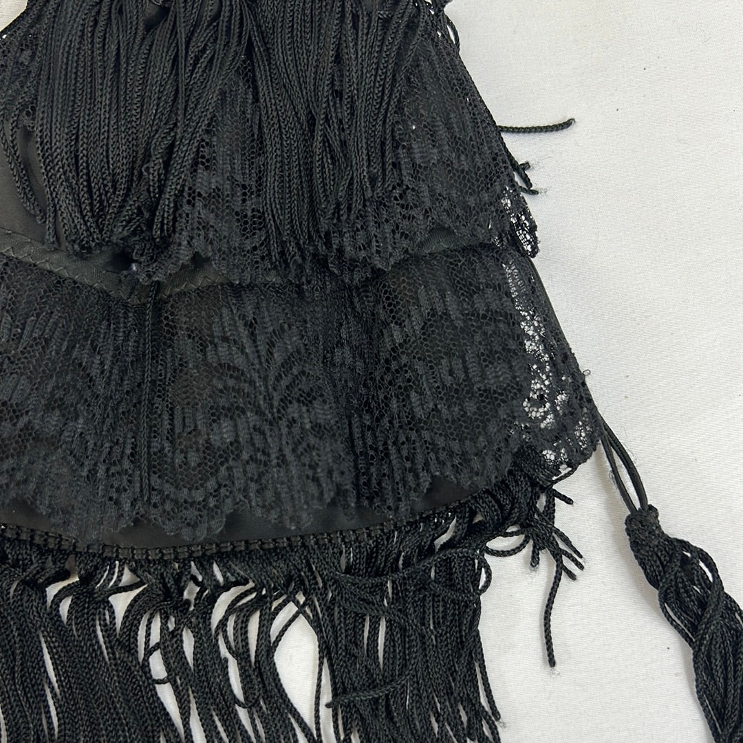 Black Frilly Drawstring Purse