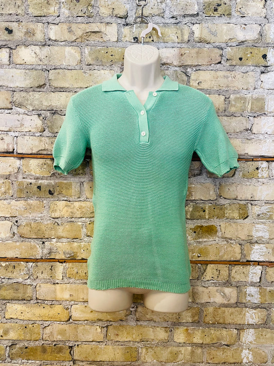 Green White Stag Knit Polo