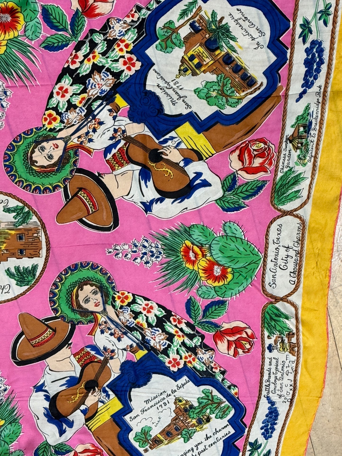 50s Texas Alamo souvenir scarf