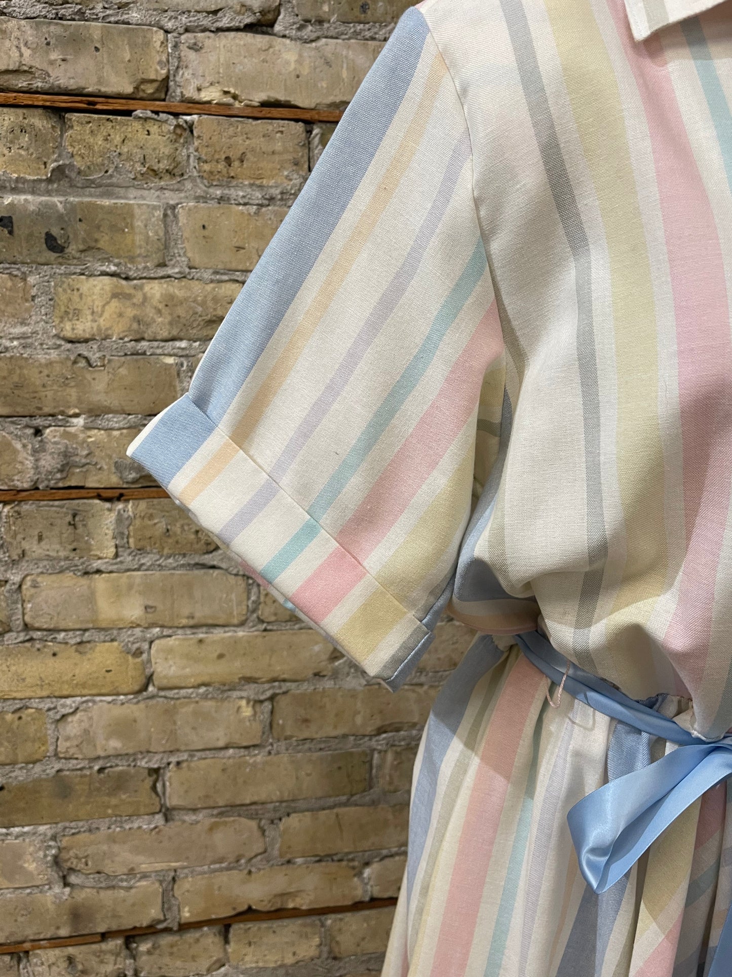 Pastel Striped 80s Shirt Dress