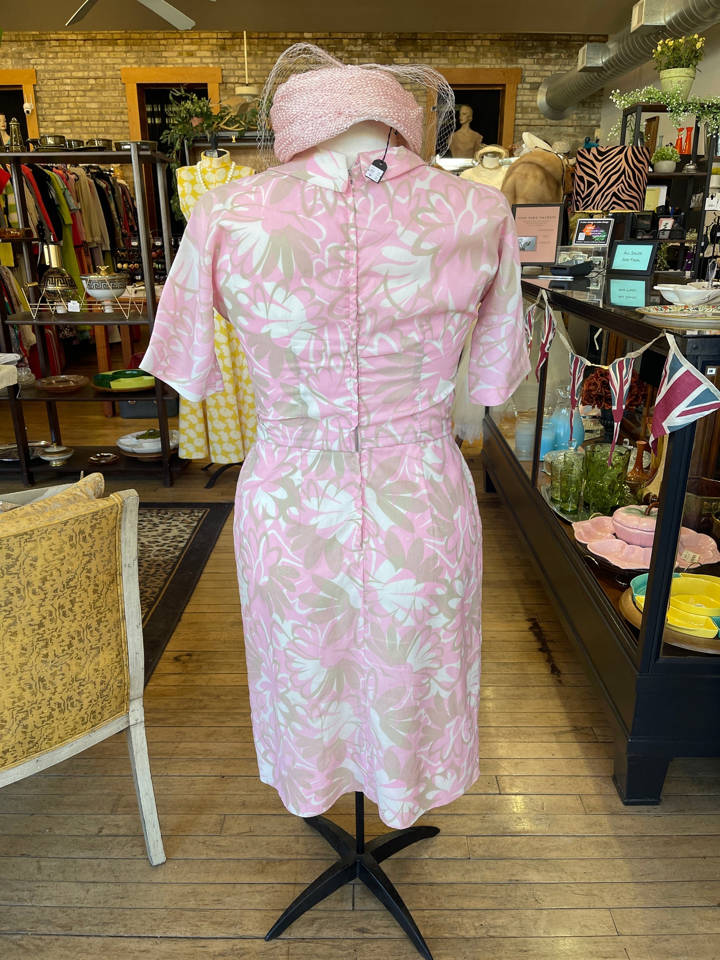 60s Mad Men Pink Floral Dress