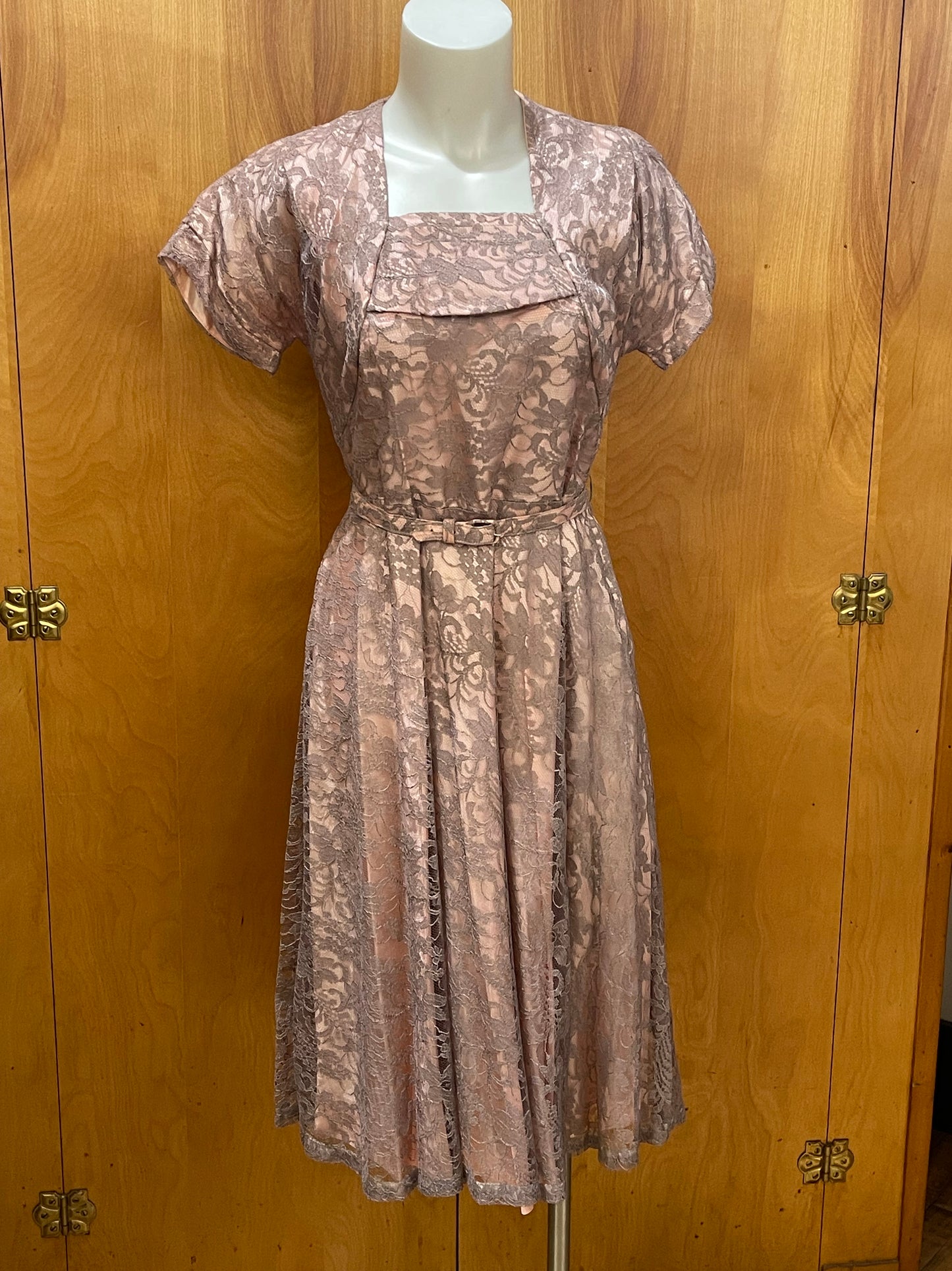 50s Mauve Lace Dress