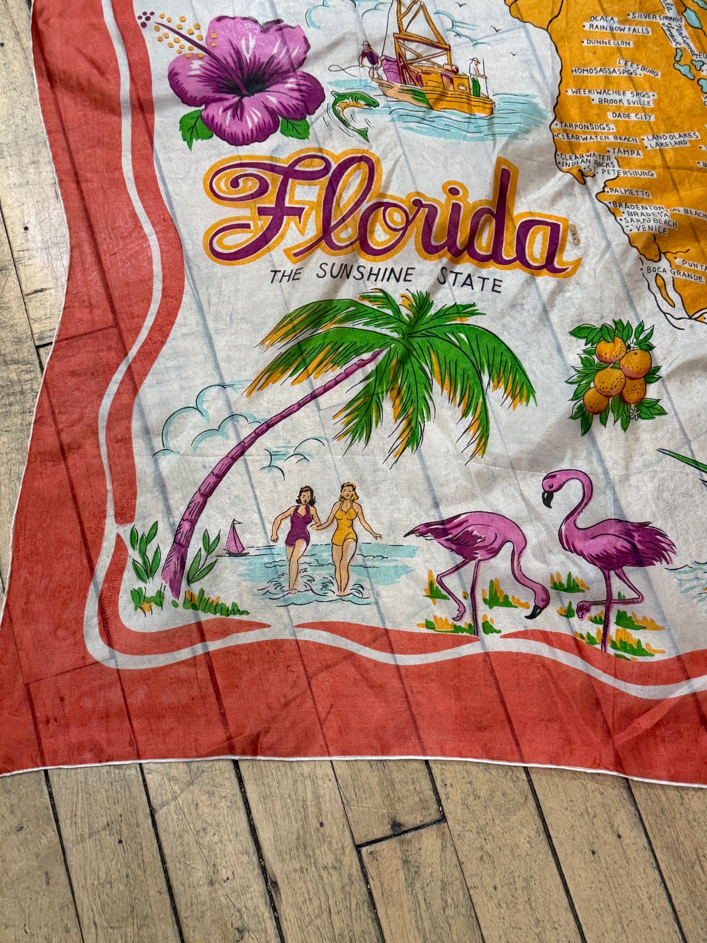 50s Florida souvenir scarf