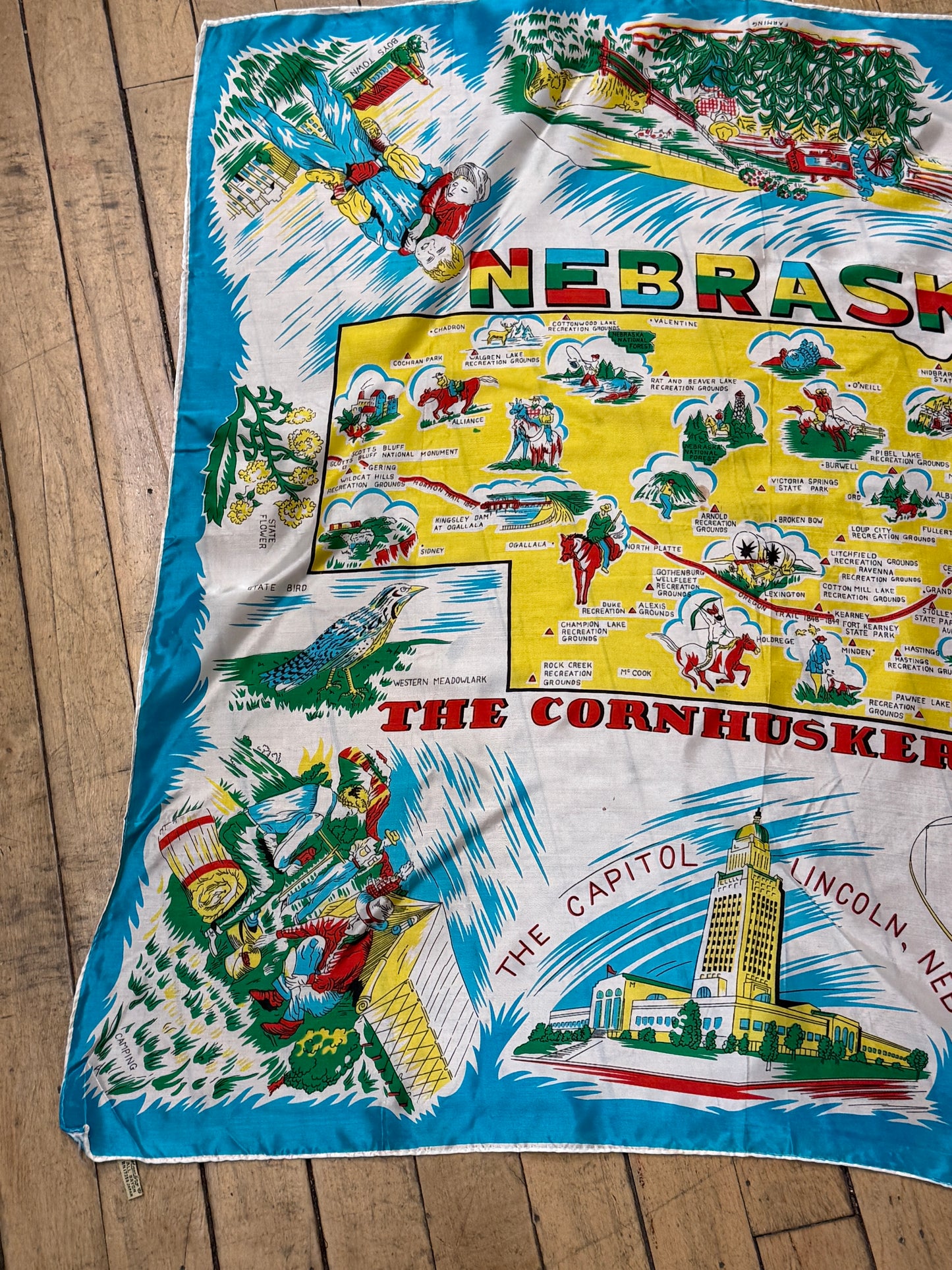 50s Nebraska souvenir scarf