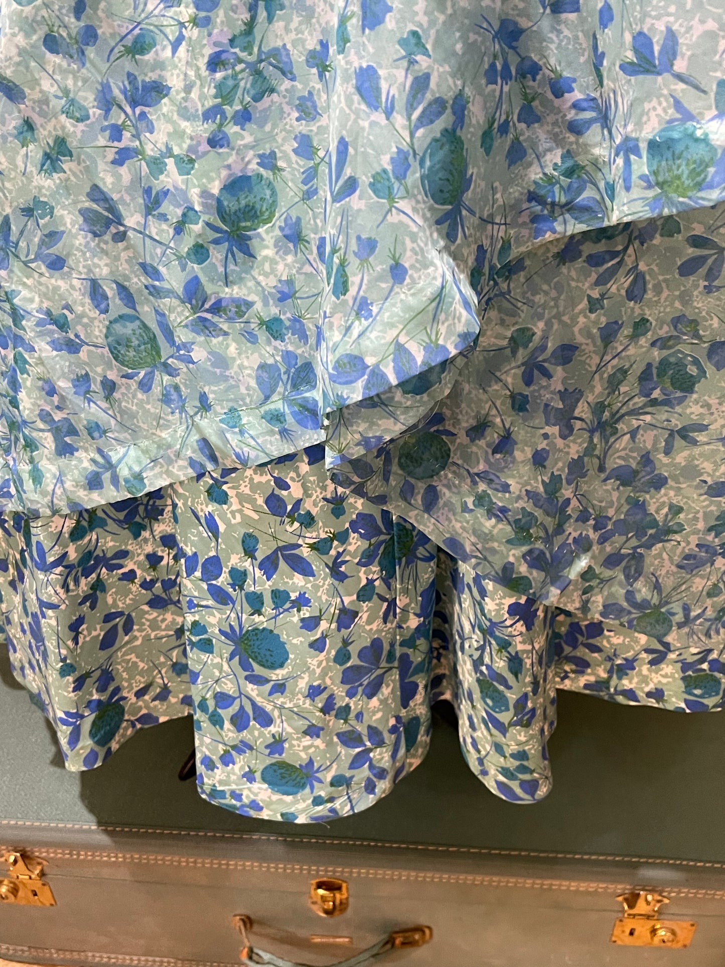 Leslie Grey 50s Blue Floral Party Dress