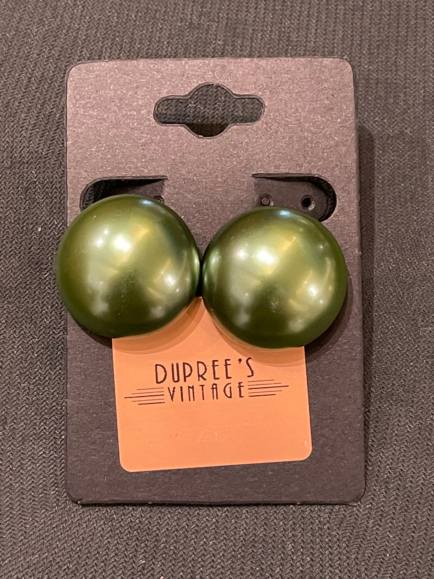 Green Dome Screw Back Earrings