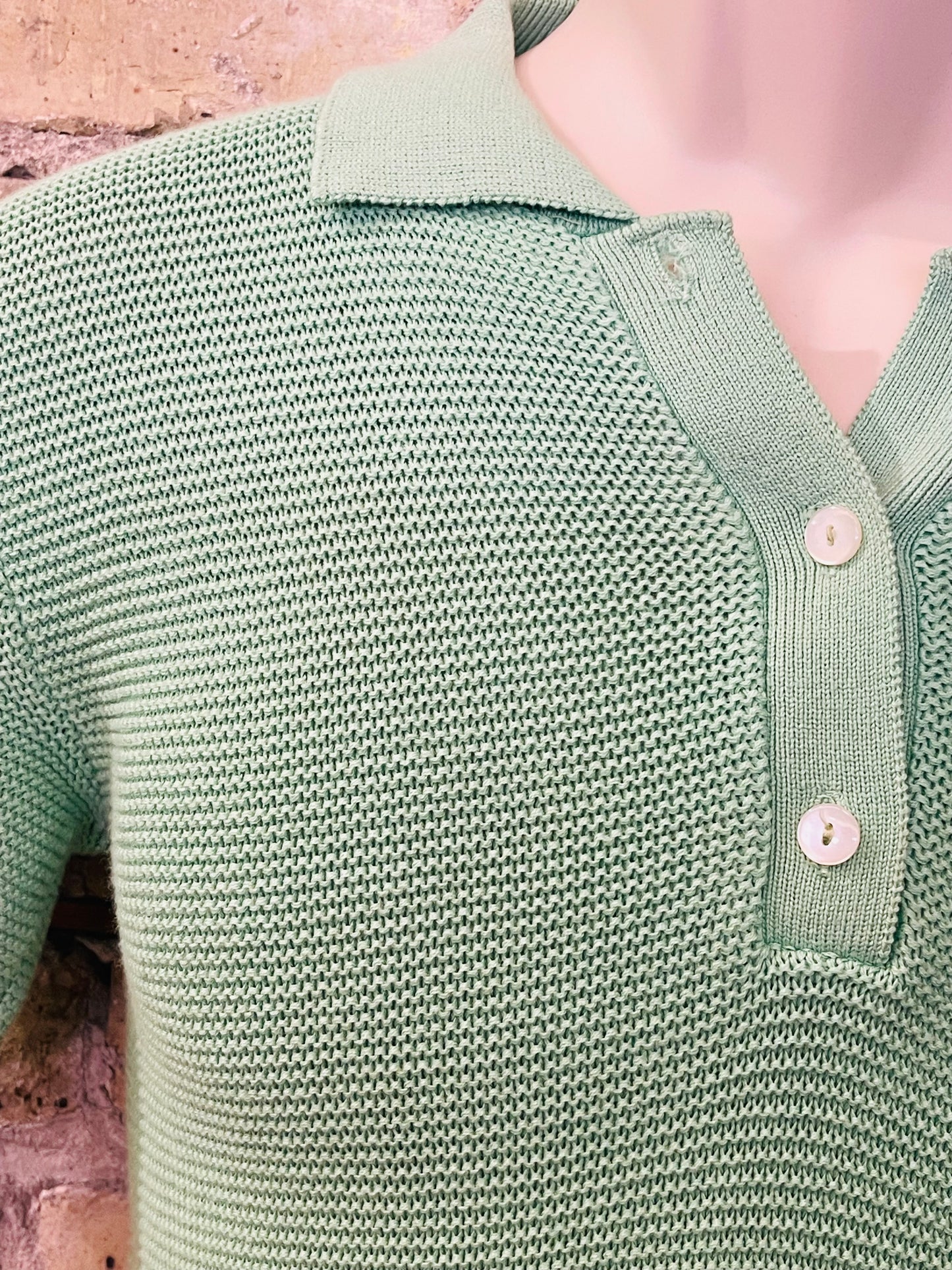 Green White Stag Knit Polo