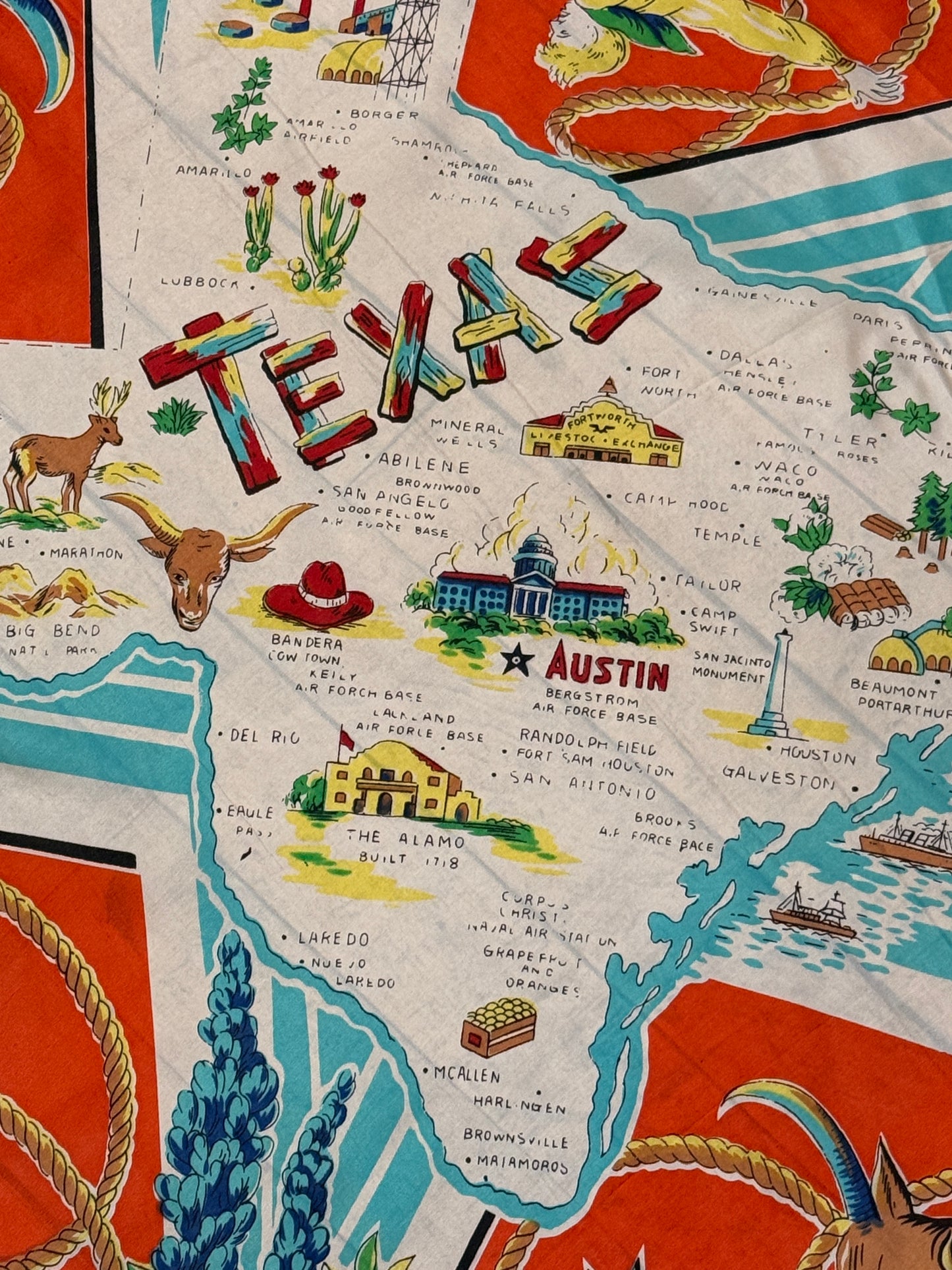 50s Texas souvenir scarf