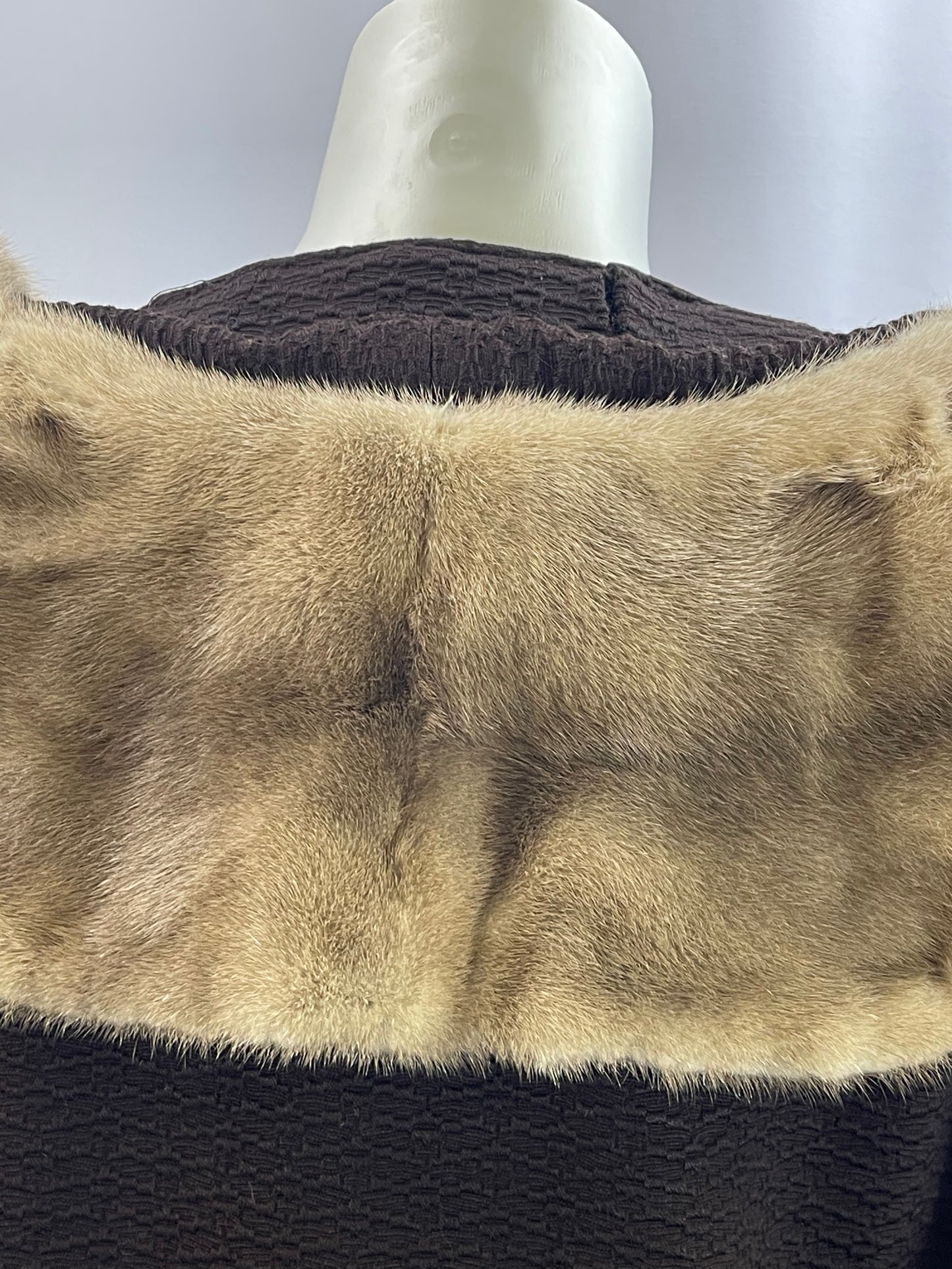 Brown Cloth Coat with Mink Collar