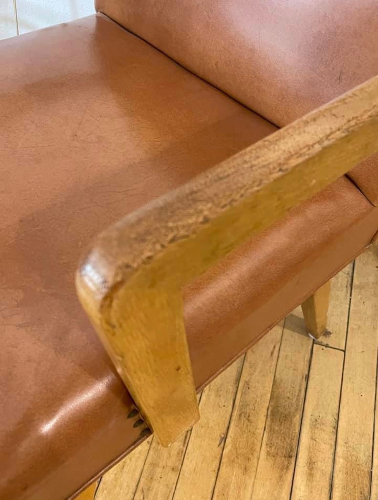The Milwaukee Chair Company Brown Vinyl & Wood Chair