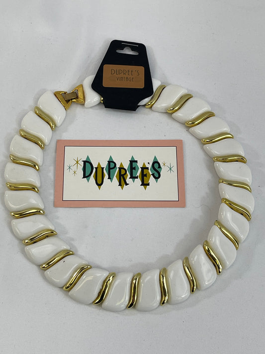 White & Gold Collar Necklace