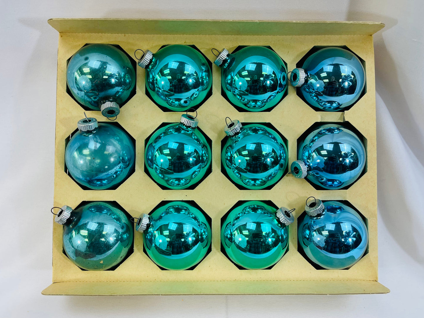 Teal Blue Shiny Brite Ornaments