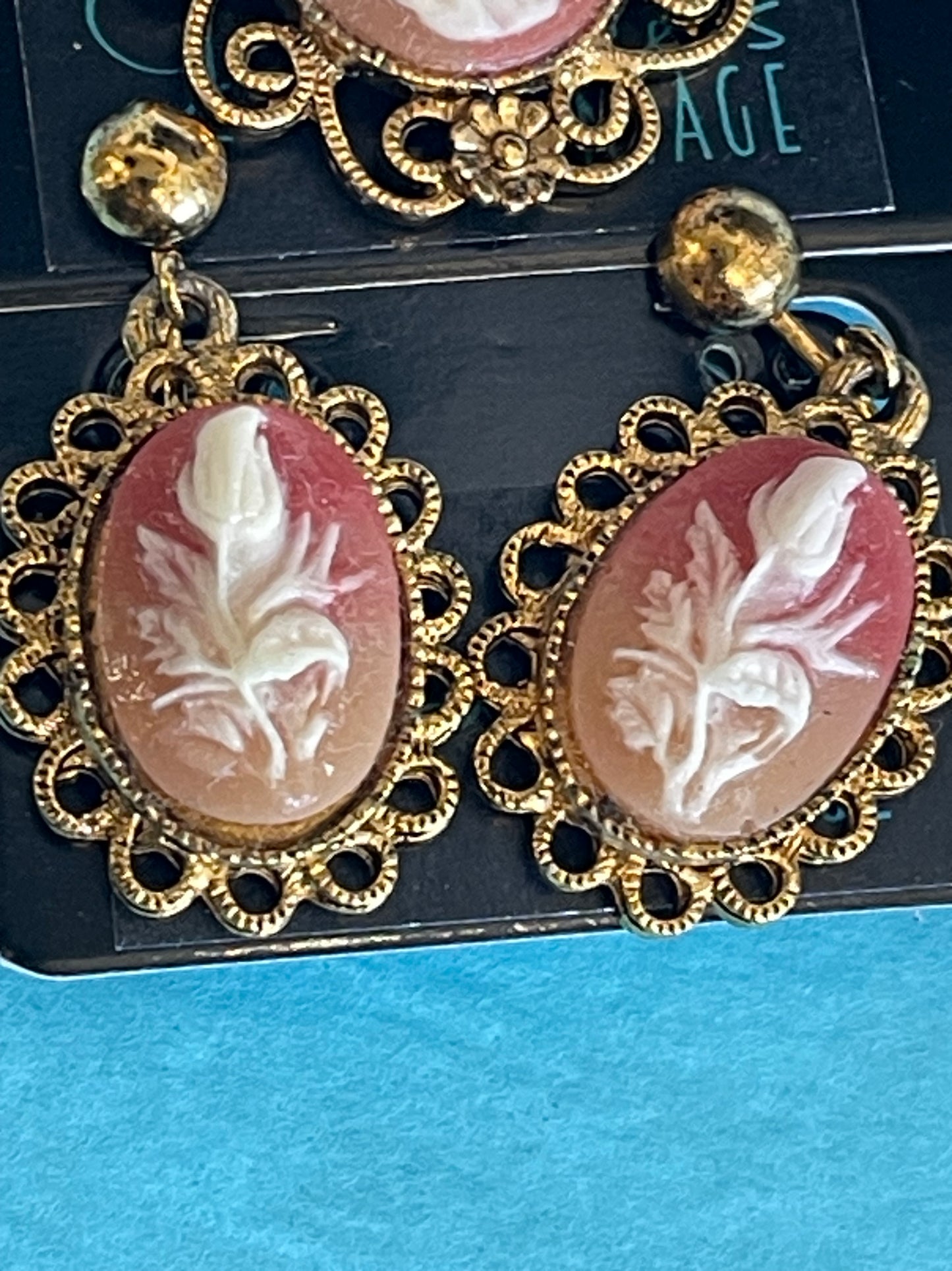 Rose Cameo Brooch & Earrings