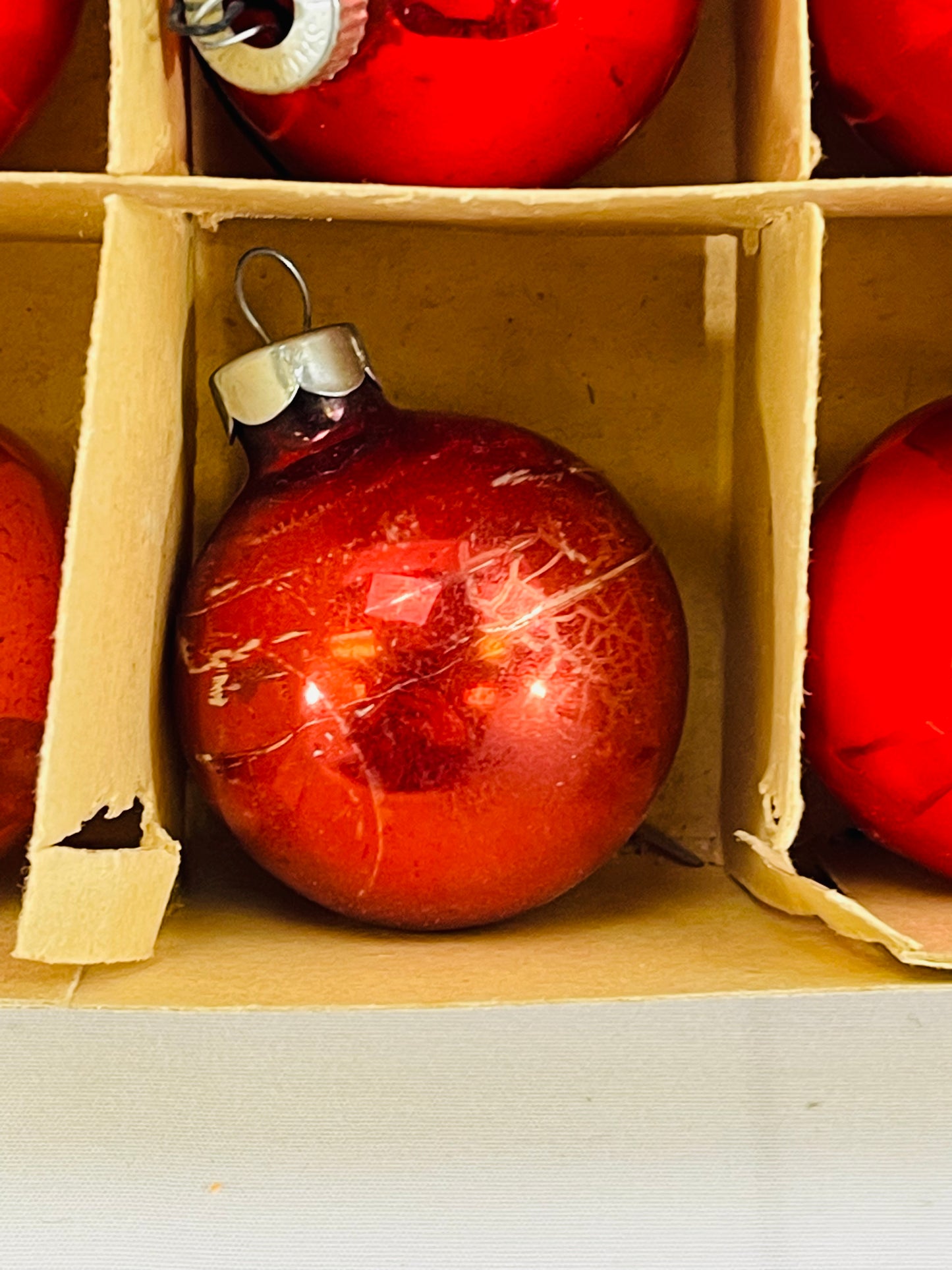 Vintage Glass Ornaments - Small Red