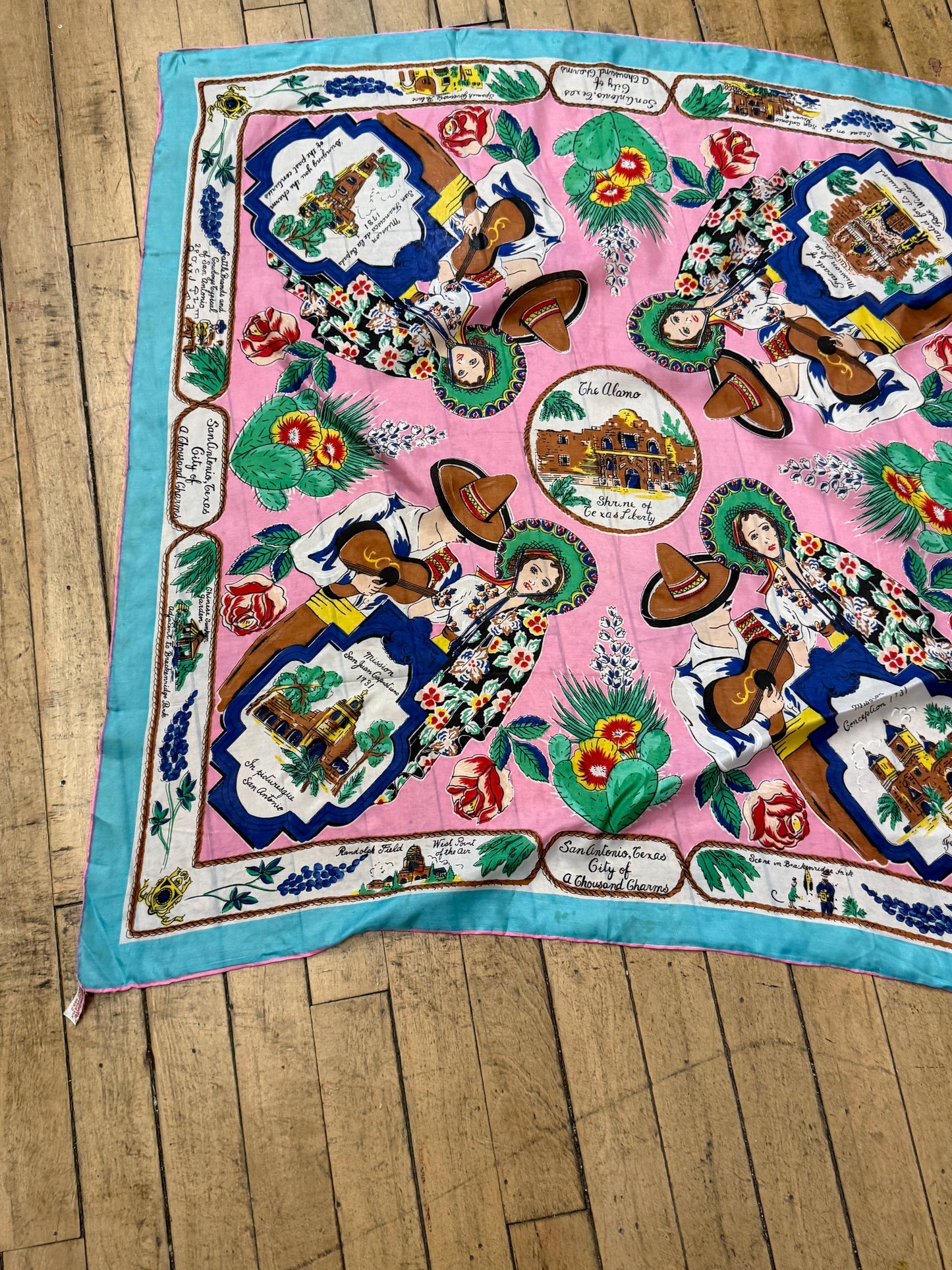 50s Texas Alamo souvenir scarf