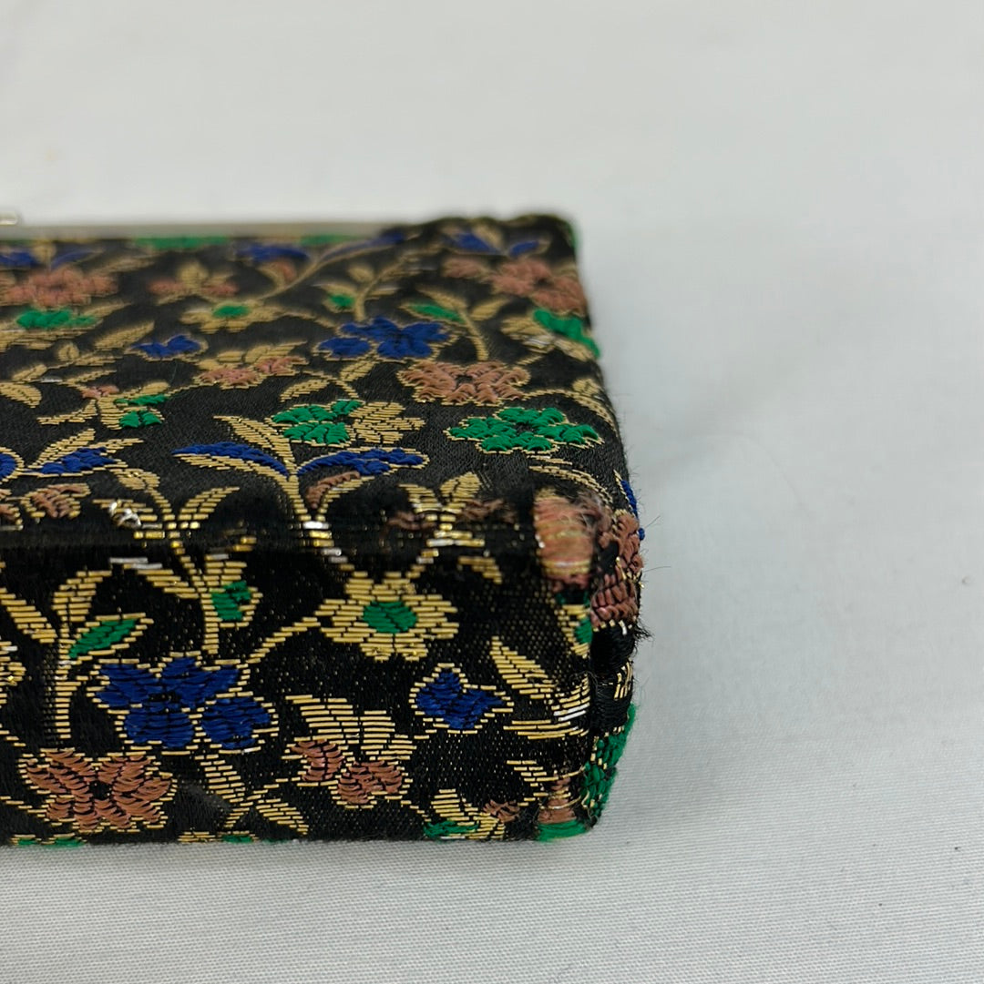 Black Floral Brocade Clutch