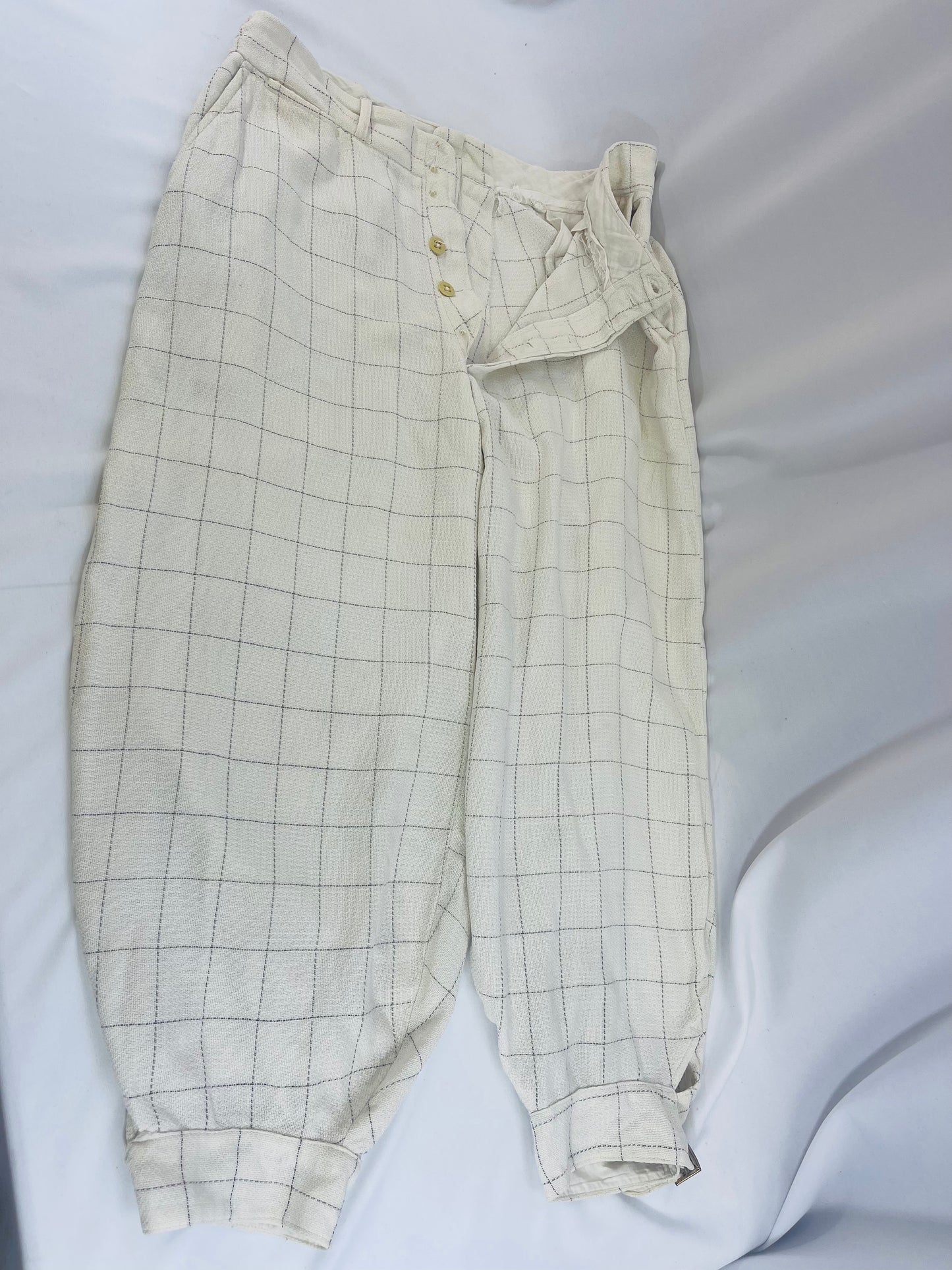 1920s Windowpane Linen Plus Fours