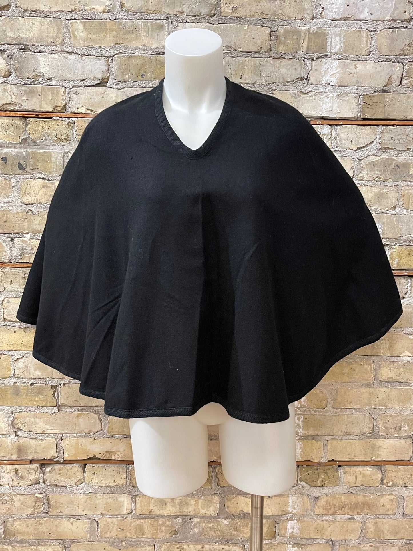 Black Wool Poncho Cape