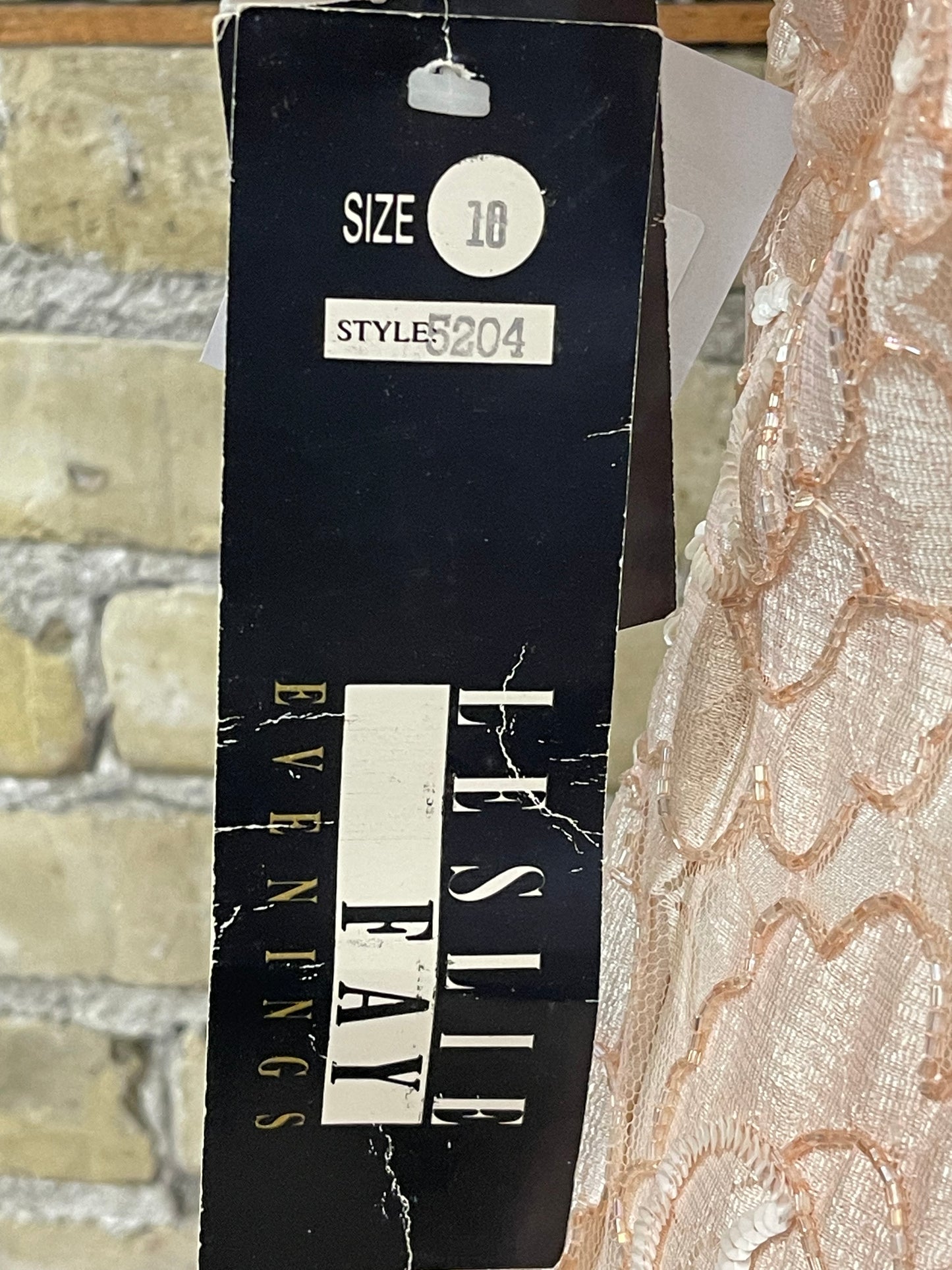 80s Leslie Fay Peach Beaded Dress