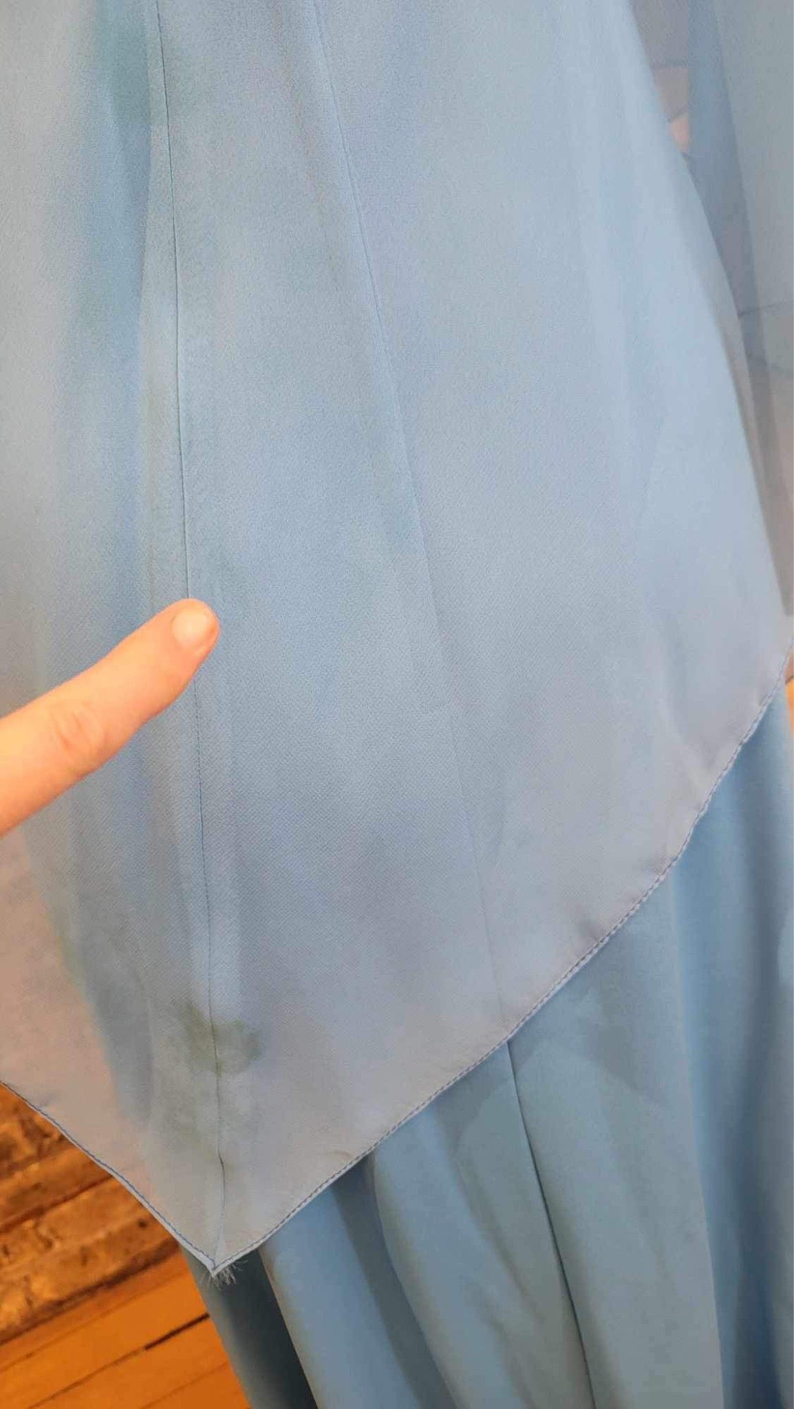 Blue 70s Maxi Dress with Sheer Cape