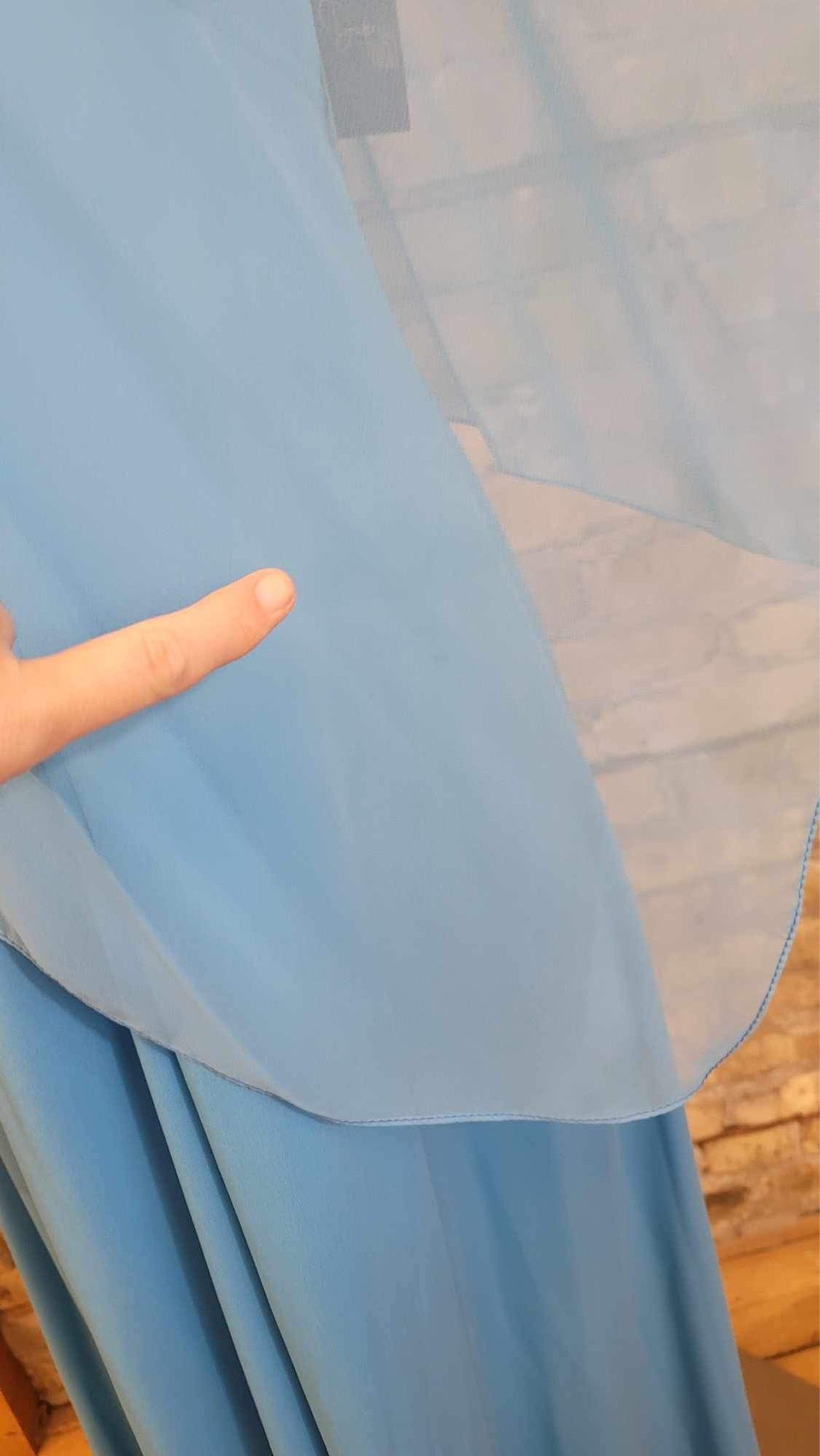 Blue 70s Maxi Dress with Sheer Cape