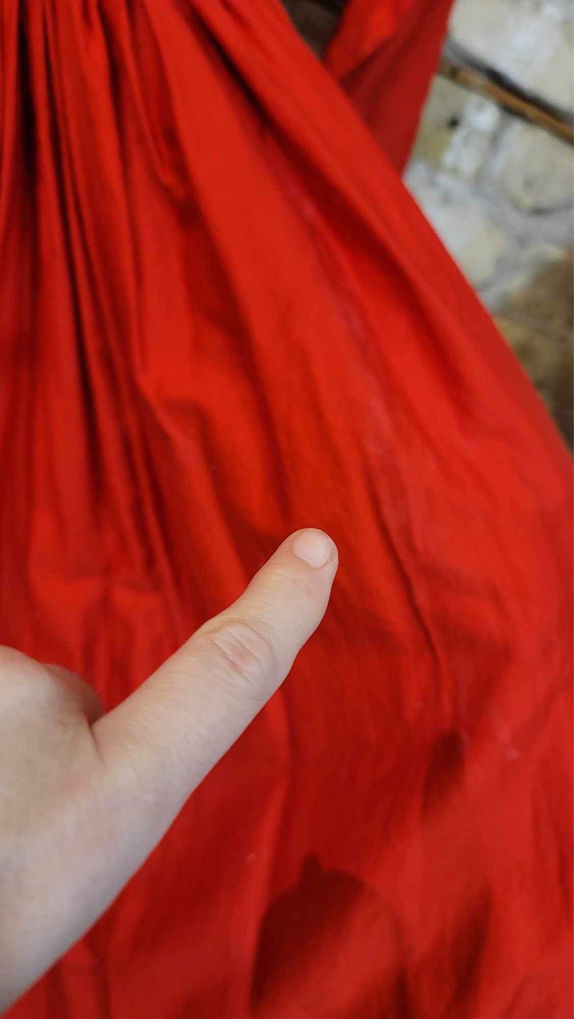 Red Cotton Dress with Cumberbund