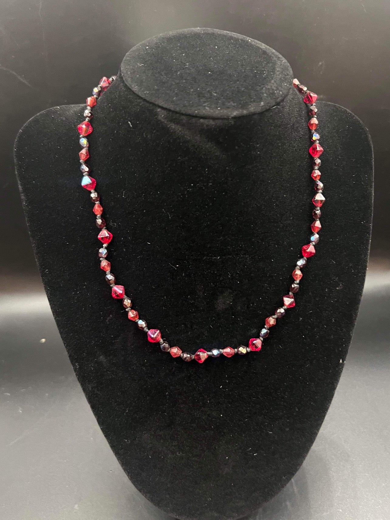 Garnet Colored Bead Necklace