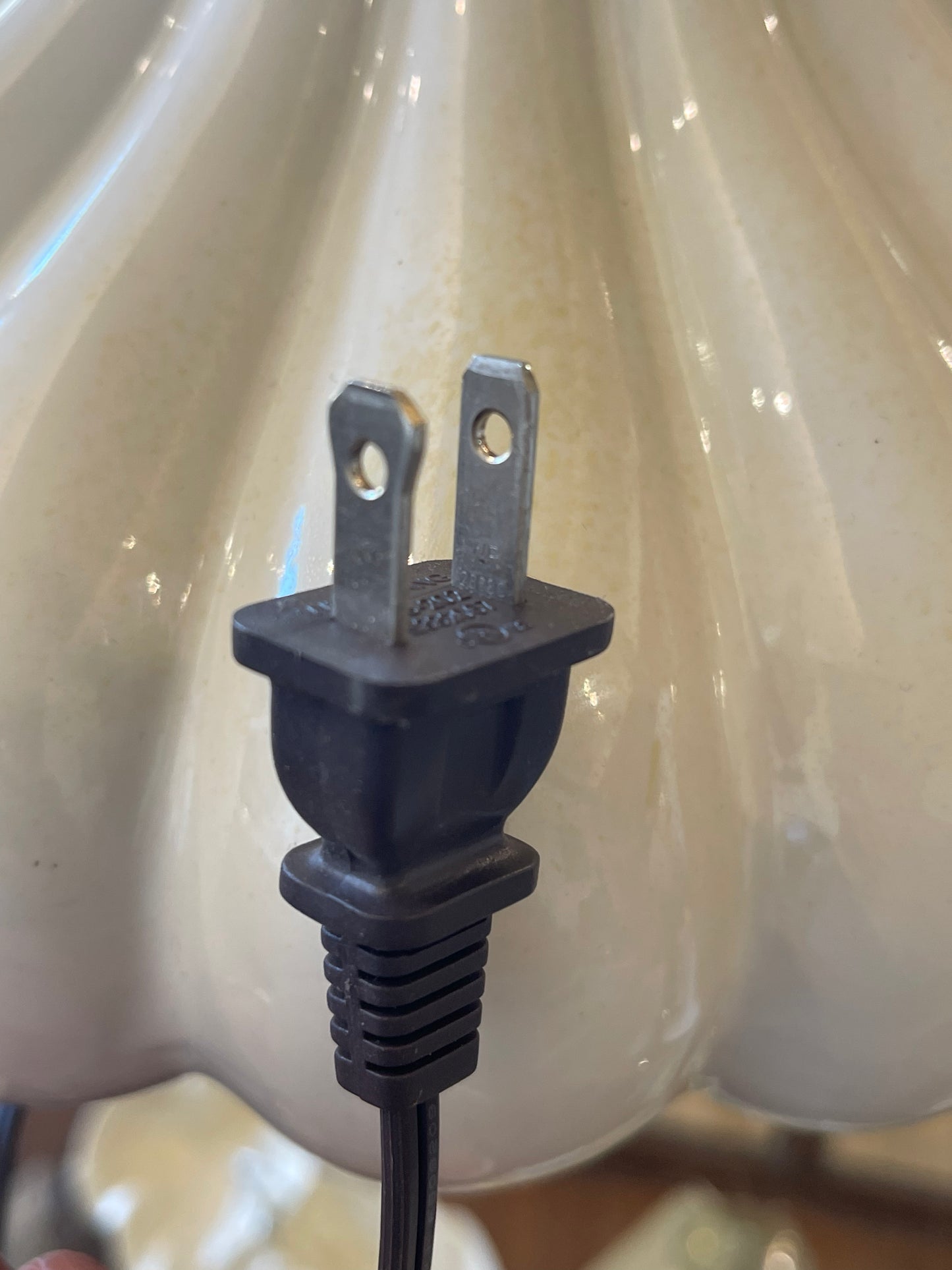 Pair of White Ceramic and Metal Lamps