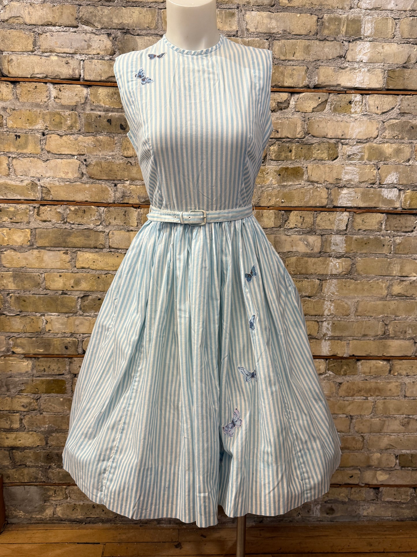 Blue Striped Butterfly Dress