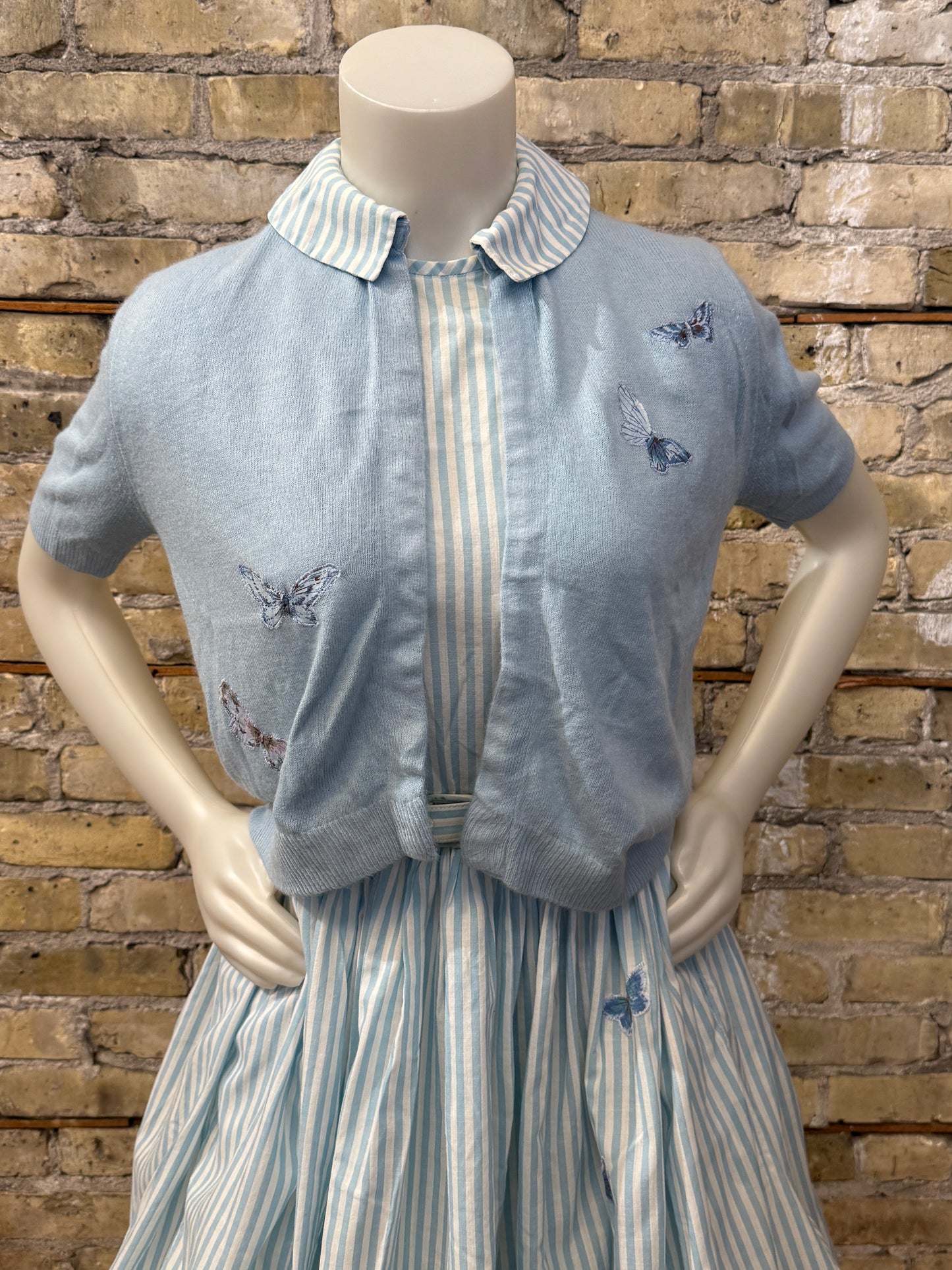 Blue Striped Butterfly Dress
