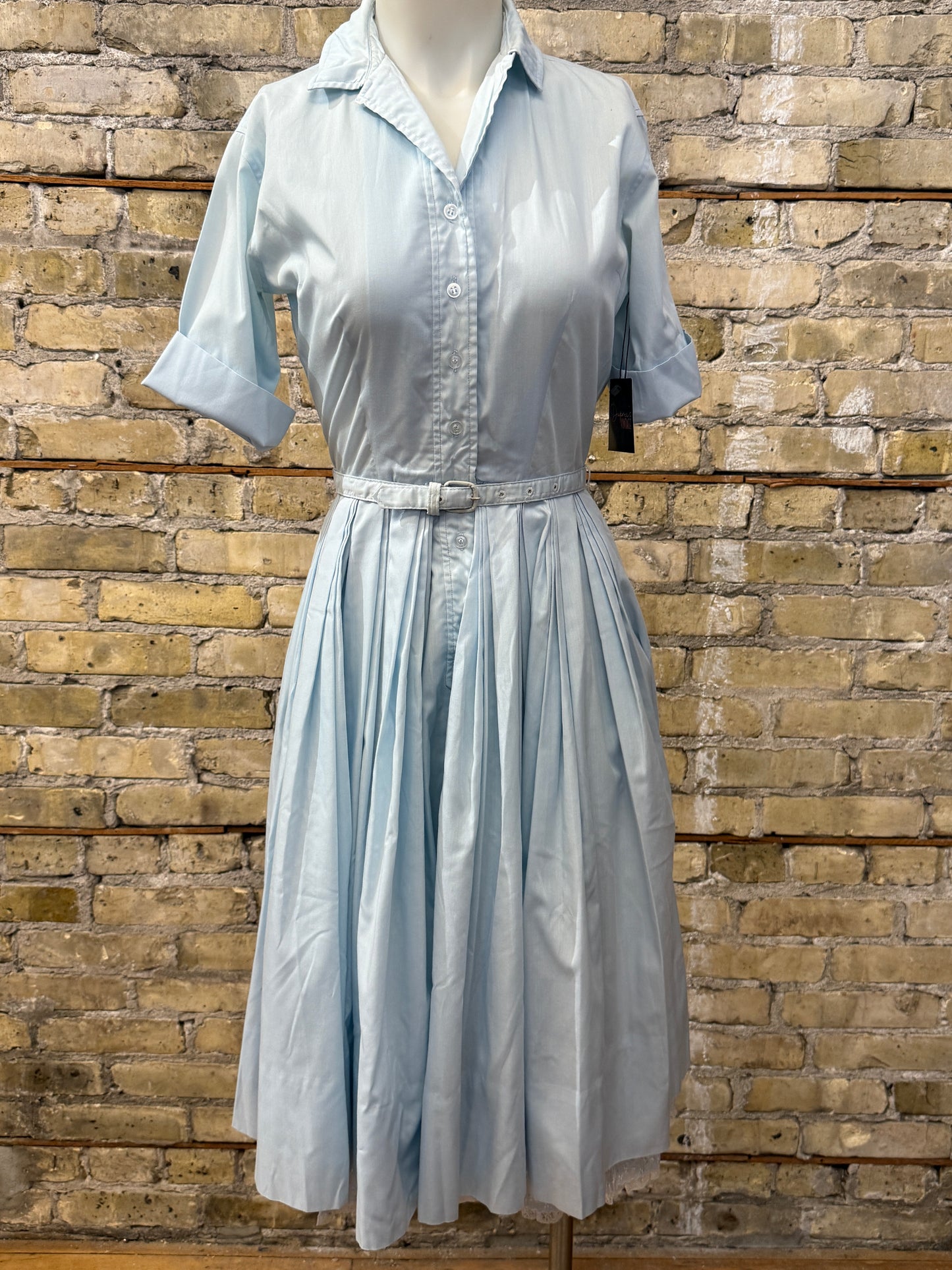 Blue Cotton Day Dress with Slip