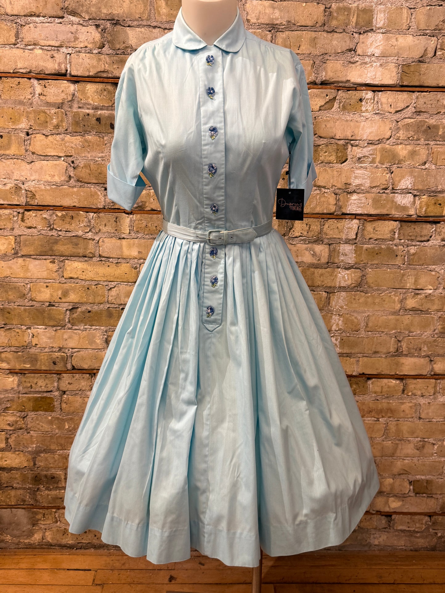 50s Blue Cotton Day Dress